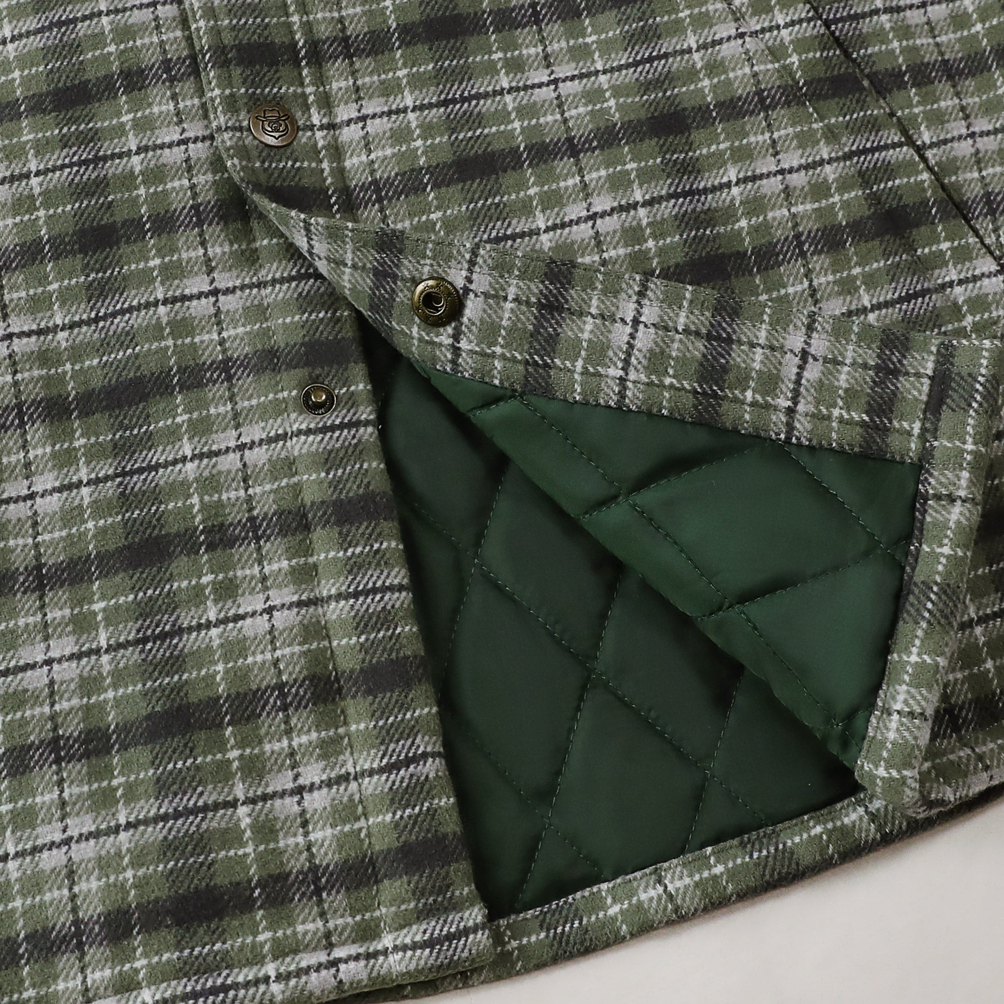 Dubinik® Men’s Overshirt Shacket – Cozy Warm-Lined Green Plaid Flannel, Lightweight Casual Button-Down Long Sleeve Jacket #0181008