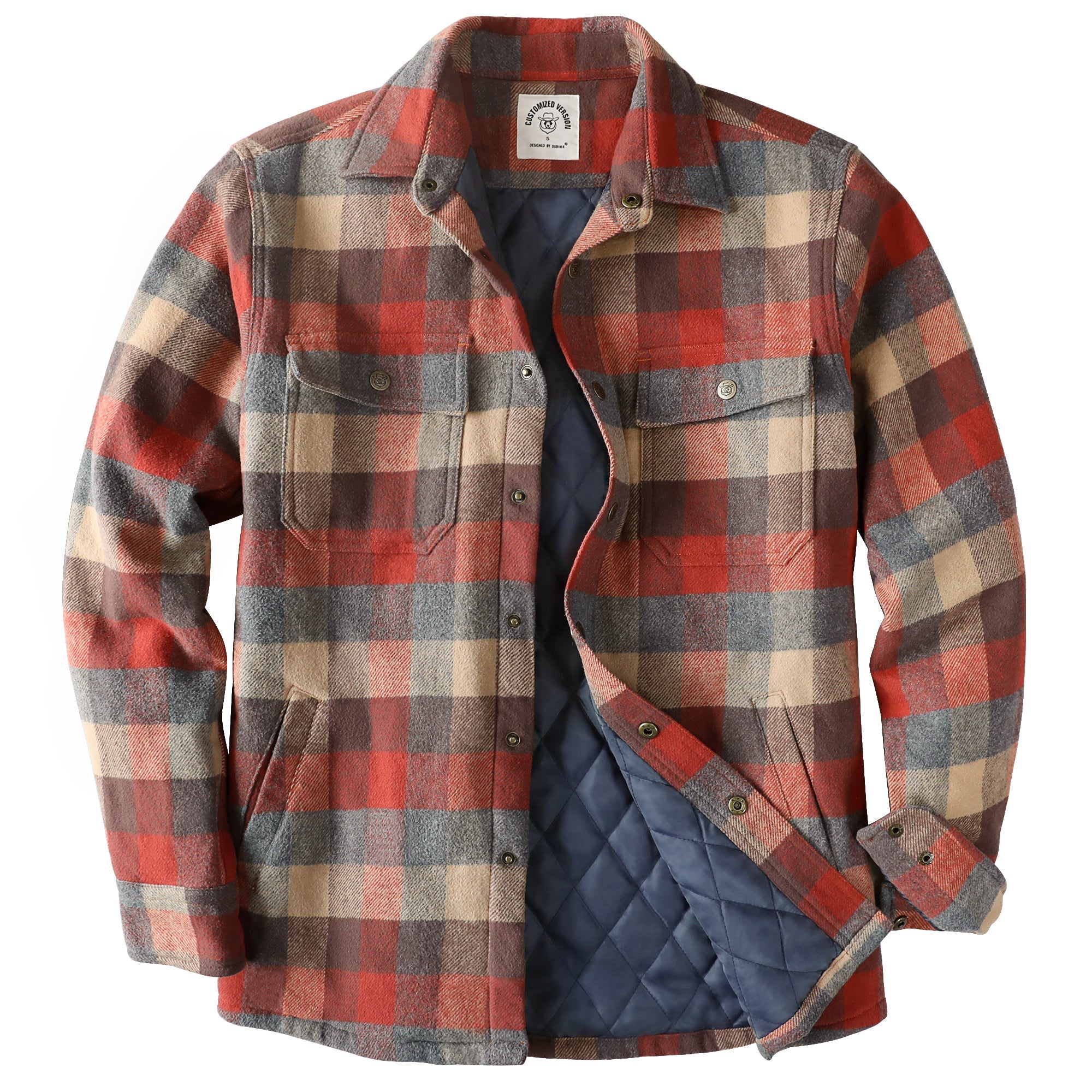 Dubinik® Men’s Overshirt Shacket – Cozy Warm-Lined Plaid Flannel, Lightweight Casual Button-Down Long Sleeve Jacket #0181011