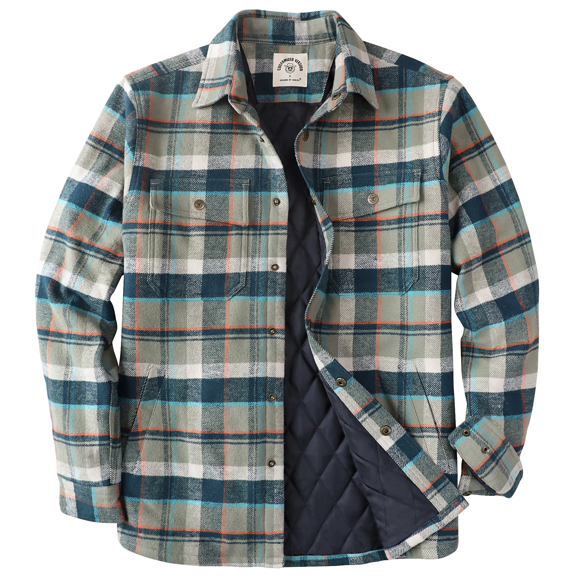 Dubinik® Men’s Overshirt Shacket – Cozy Warm-Lined Plaid Flannel, Lightweight Casual Button-Down Long Sleeve Jacket #0181012