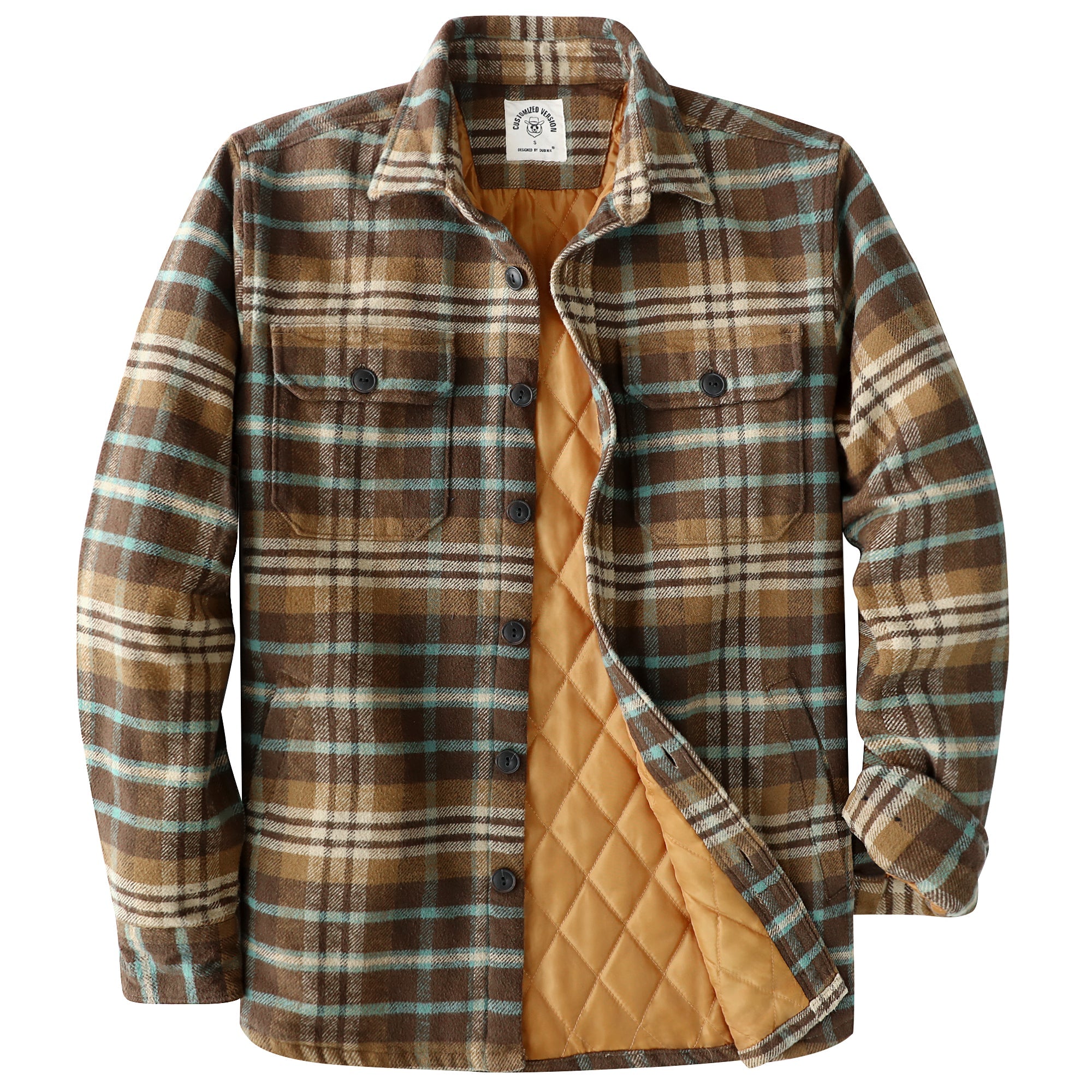 Dubinik® Mens Shacket Flannel Warm Lined Coats Lightweight Jacket Casual Plaid Flannel Shirt For Men Long Sleeve Button Down#0182008