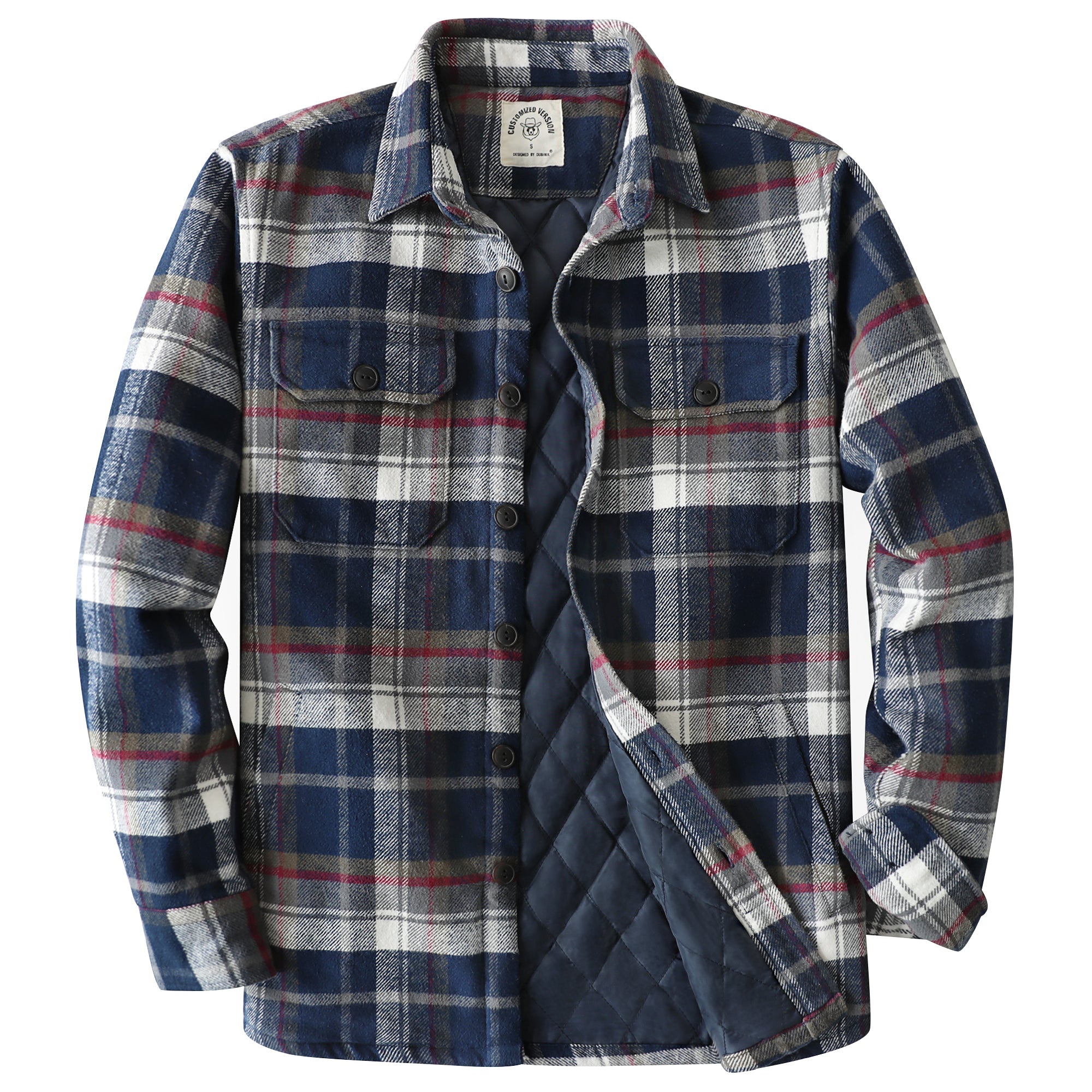 Dubinik® Mens Shacket Flannel Warm Lined Coats Lightweight Jacket Casual Plaid Flannel Shirt For Men Long Sleeve Button Down#0182004