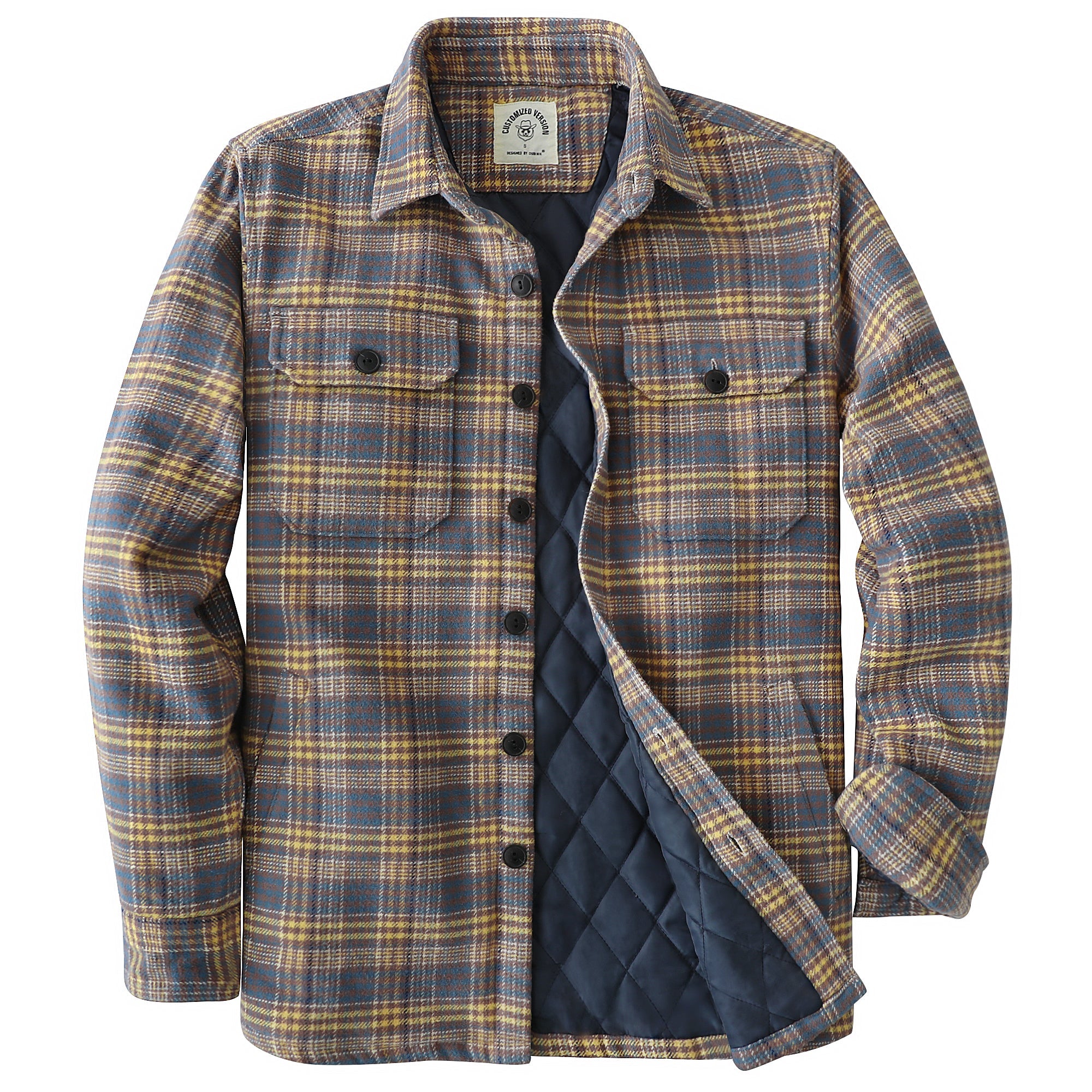 Dubinik® Mens Shacket Flannel Warm Lined Coats Lightweight Jacket Casual Plaid Flannel Shirt For Men Long Sleeve Button Down#0182006