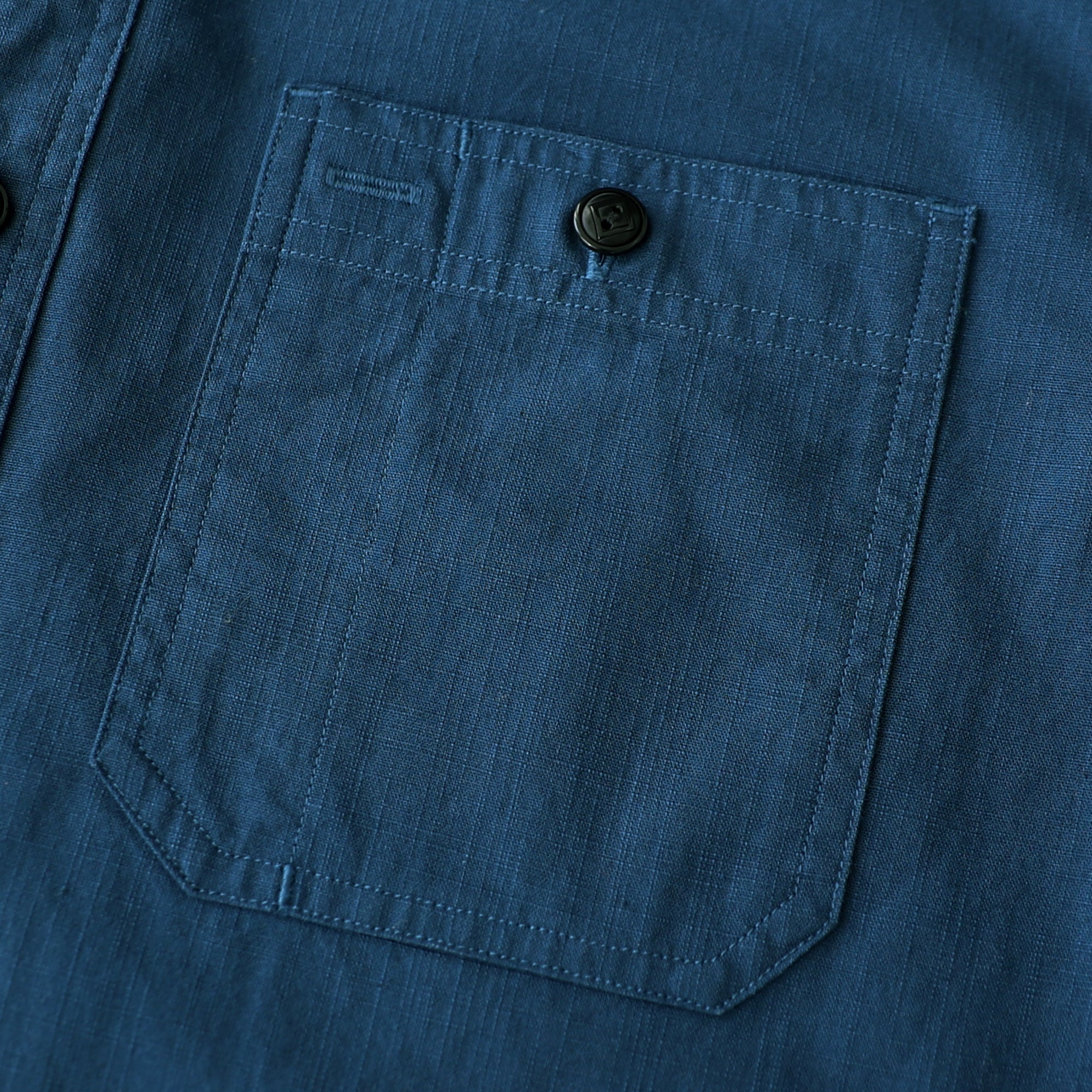 Dubinik® Navy Blue Chambray Long Sleeve Button-Front Closure Pocket Cotton Workshirt#58015