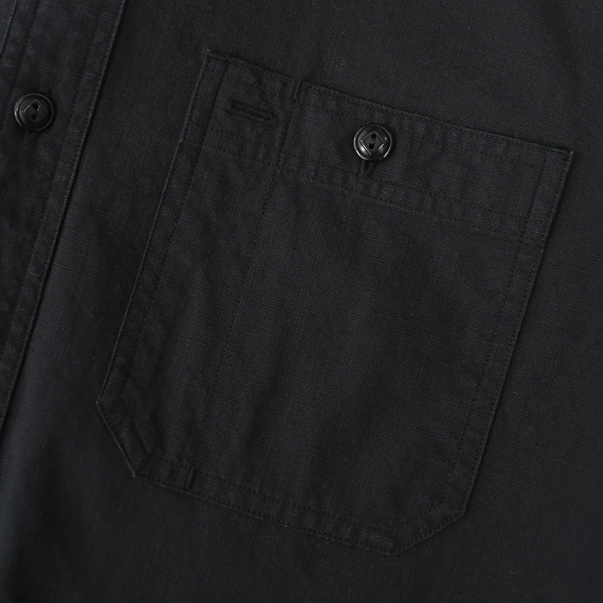 Dubinik® Black Chambray Long Sleeve Button-Front Closure Pocket Cotton Workshirt#58013