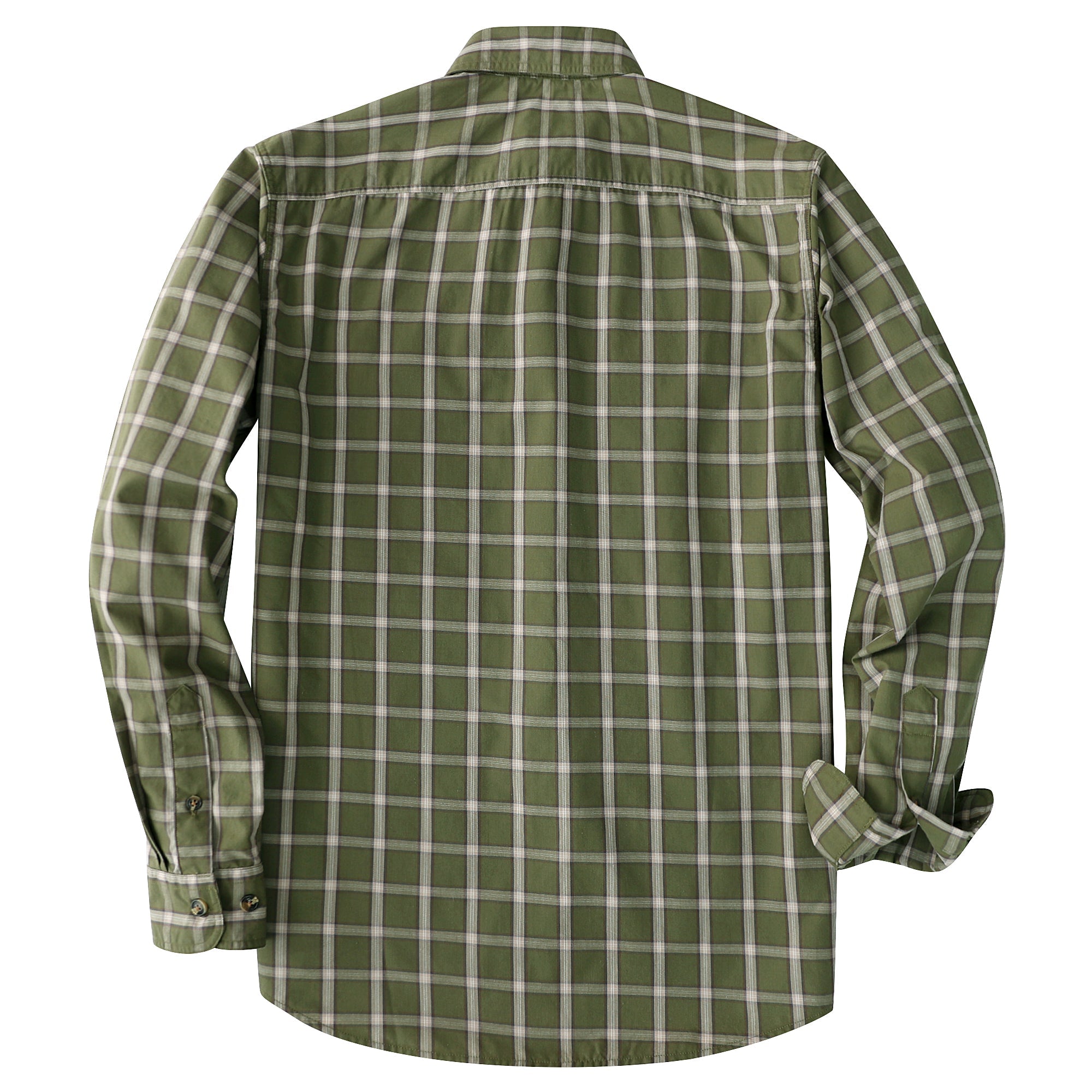 Dubinik® Mens Long Sleeve Button Down Green Shirts Casual Plaid Shirt with Practical Double Pockets Comfortable and Soft#0050026
