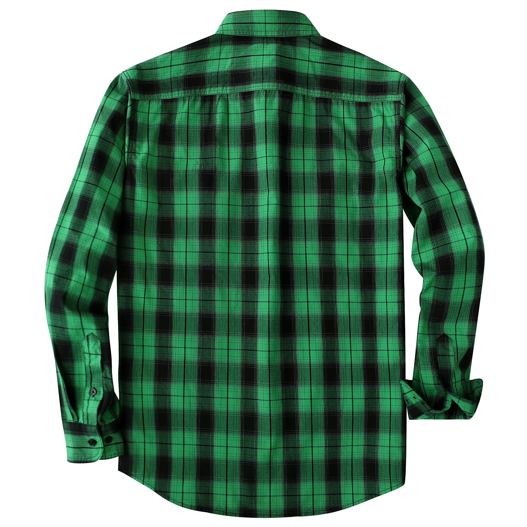 Dubinik® Mens Long Sleeve Button Down Green Shirts Casual Plaid Shirt with Practical Double Pockets Comfortable and Soft#0050001