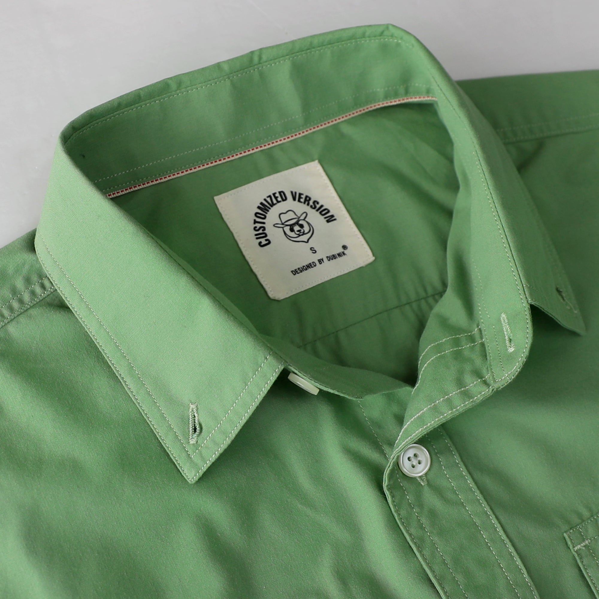 Dubinik® Mens Long Sleeve Button Down Solid Light Green Shirts Casual Plaid Shirt with Practical Double Pockets Comfortable and Soft#0050031