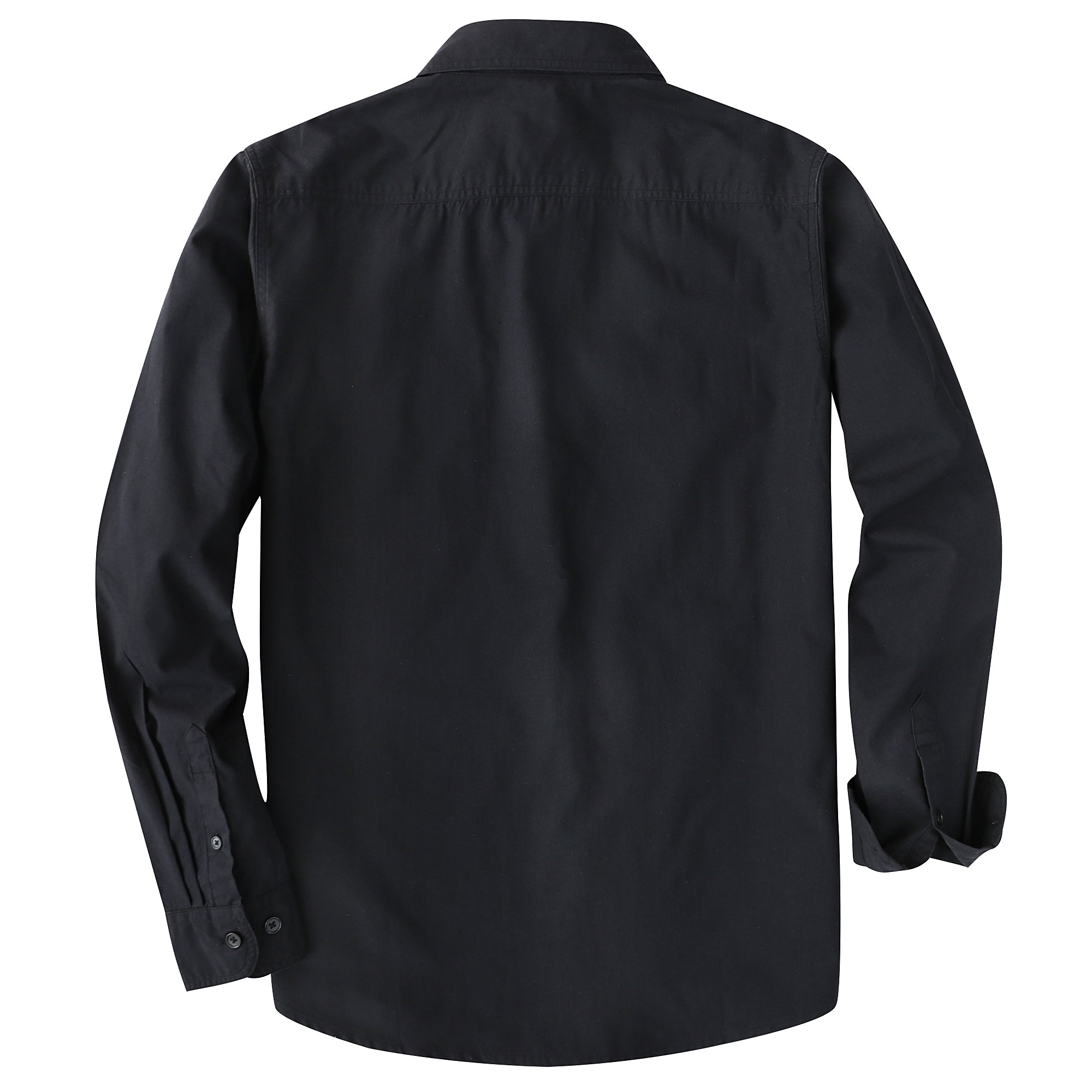 Dubinik® Mens Long Sleeve Button Down Solid Black Shirts Casual Plaid Shirt with Practical Double Pockets Comfortable and Soft#0050028