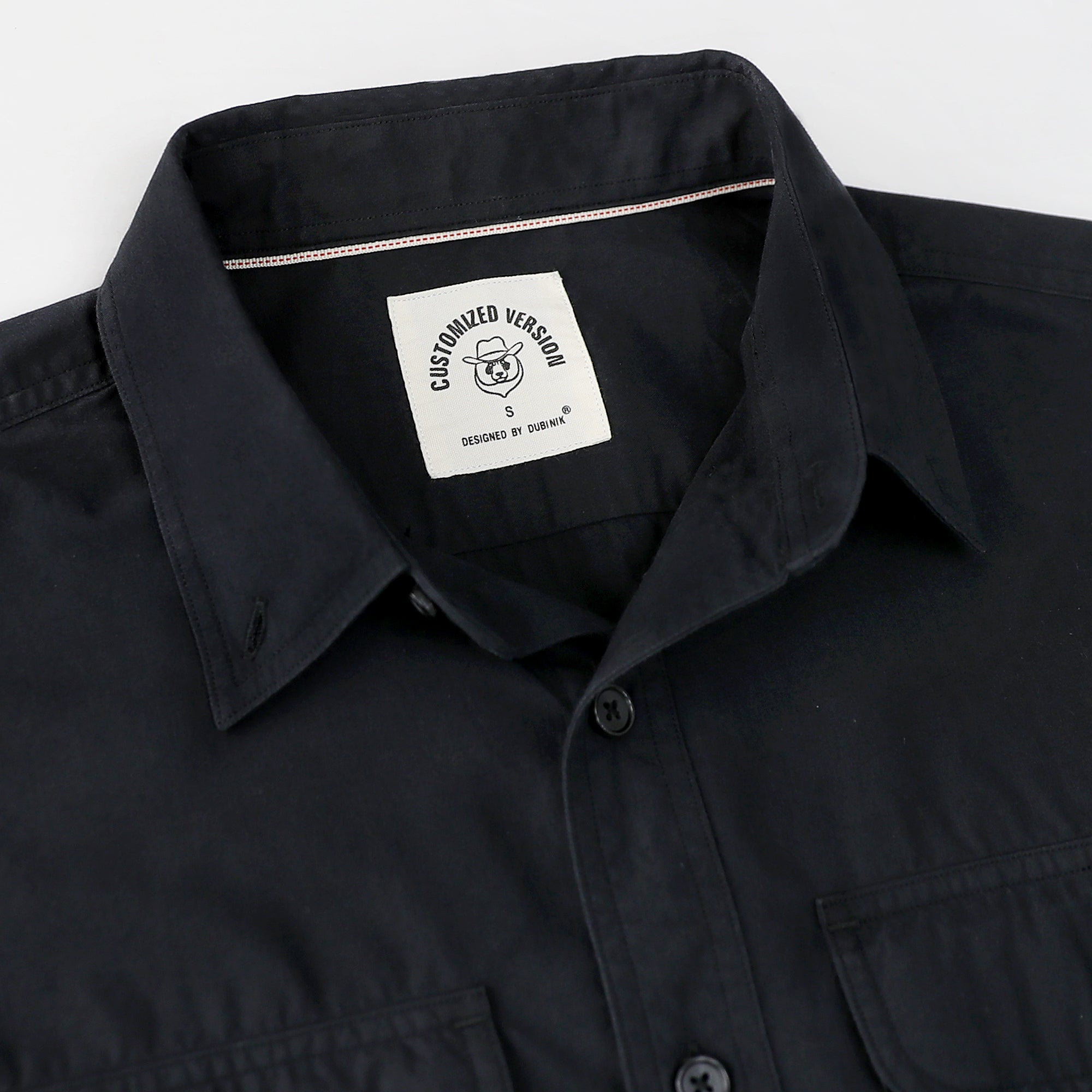 Dubinik® Mens Long Sleeve Button Down Solid Black Shirts Casual Plaid Shirt with Practical Double Pockets Comfortable and Soft#0050028