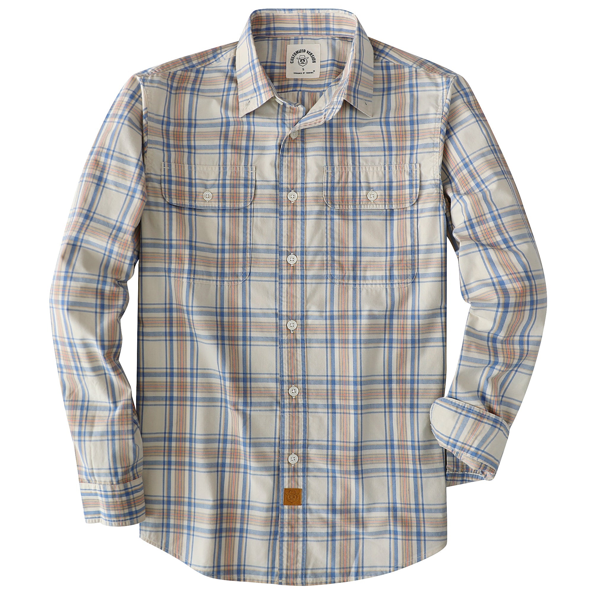 Dubinik® Mens Long Sleeve Button Down Shirts Casual Plaid Shirt with Practical Double Pockets Comfortable and Soft#0050023