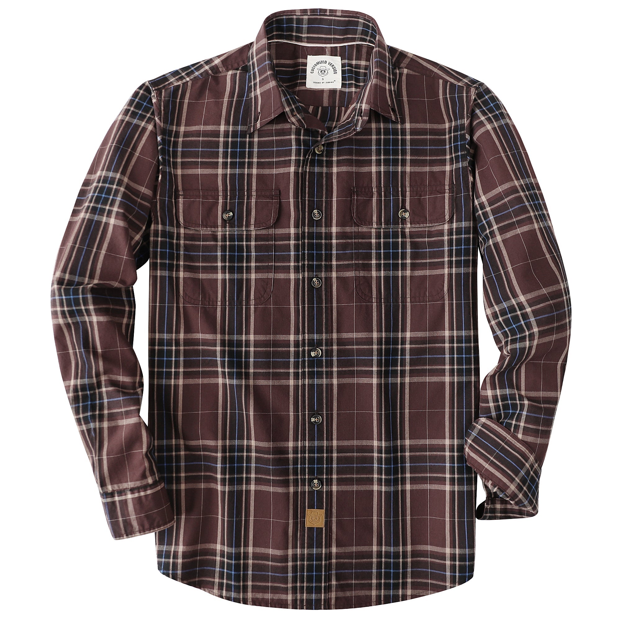 Dubinik® Mens Long Sleeve Button Down Shirts Casual Plaid Shirt with Practical Double Pockets Comfortable and Soft#0050012