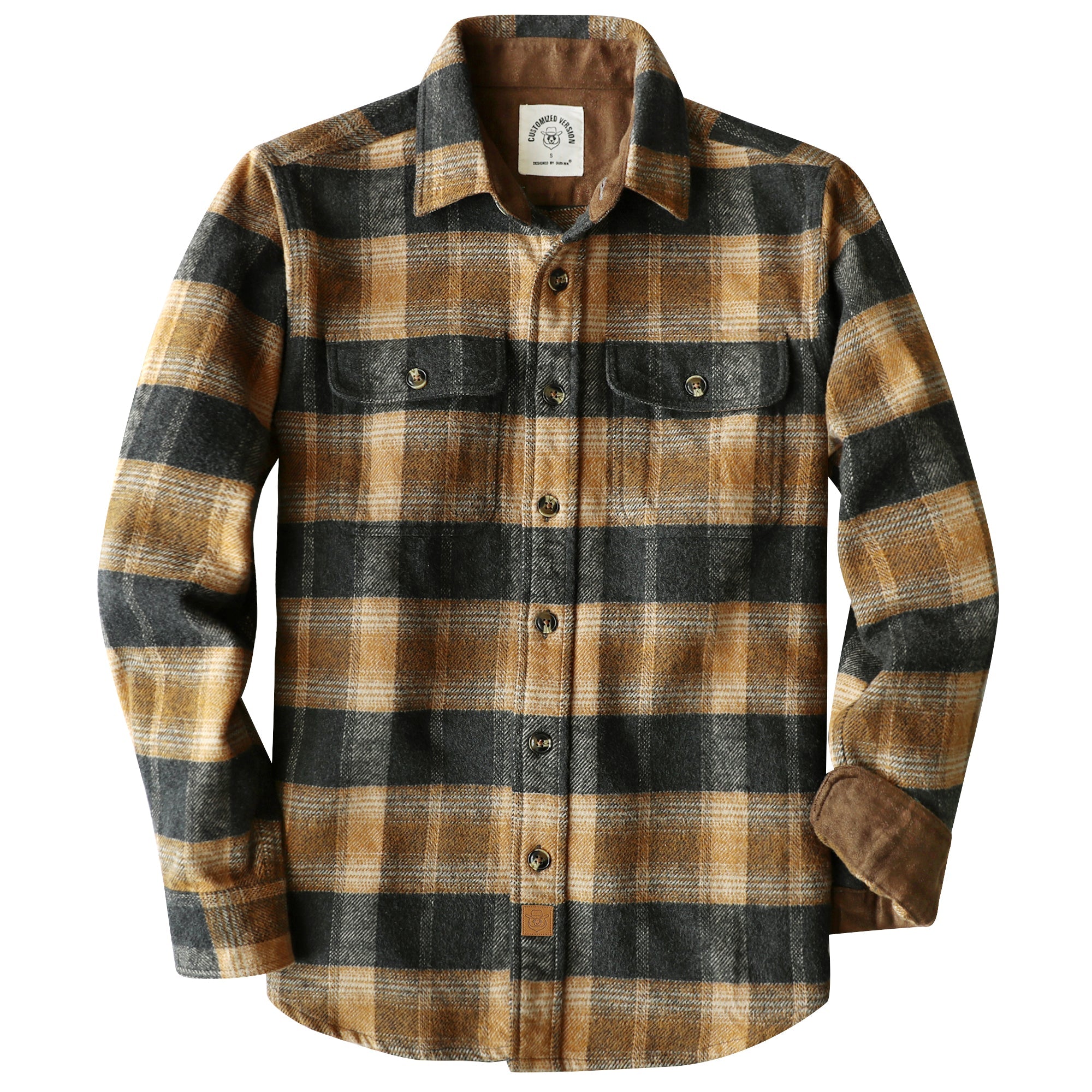 Dubinik® 13oz Ultra Heavyweight Mens Flannel Shirts Long Sleeve Casual Button Down Pocket Soft Warm Cotton Shirt#84007