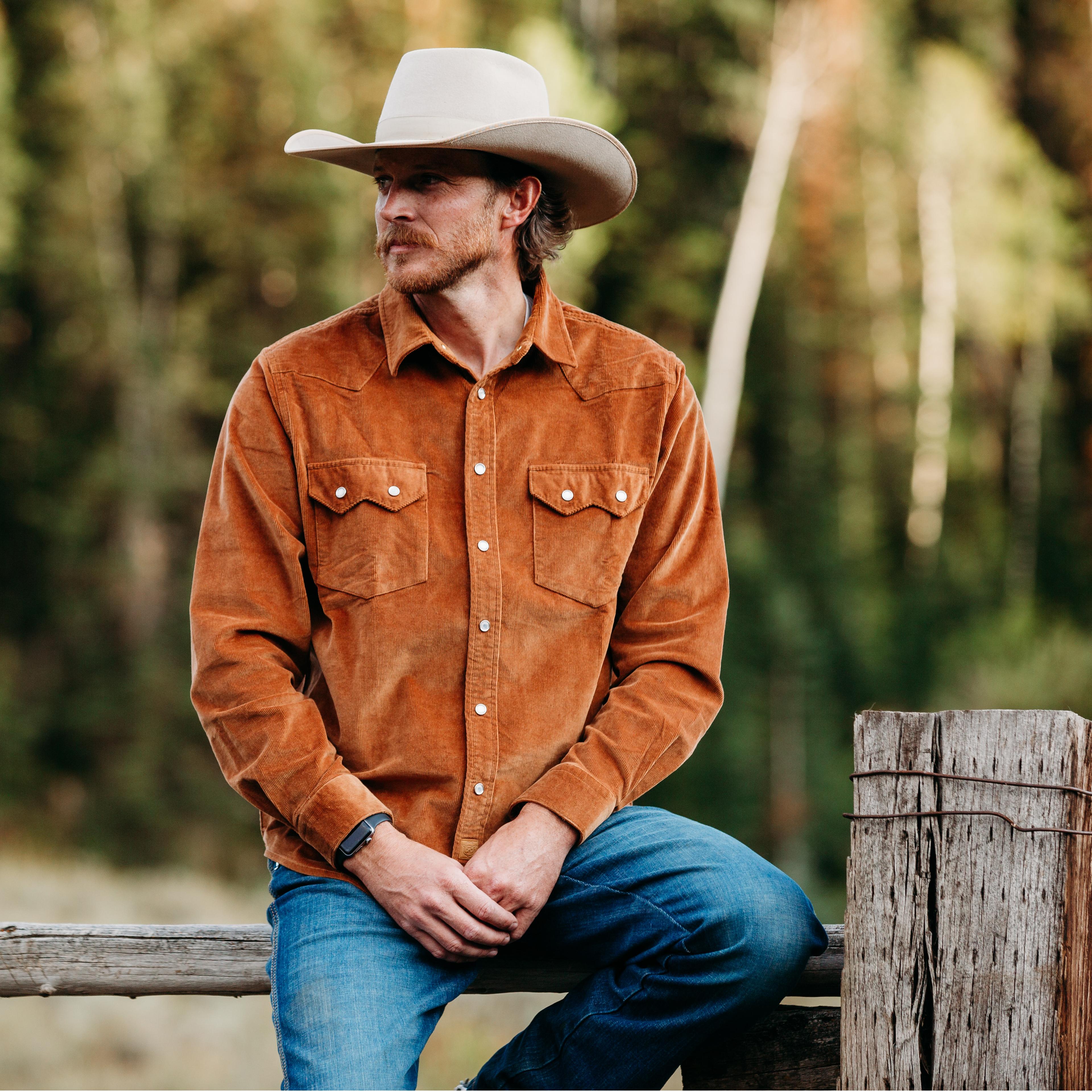 Dubinik® Corduroy Jacket Men Sawtooth Snap Pocket  Casual Cotton Pearl Snap Western Work Shirts Vintage Long Sleeve#32001