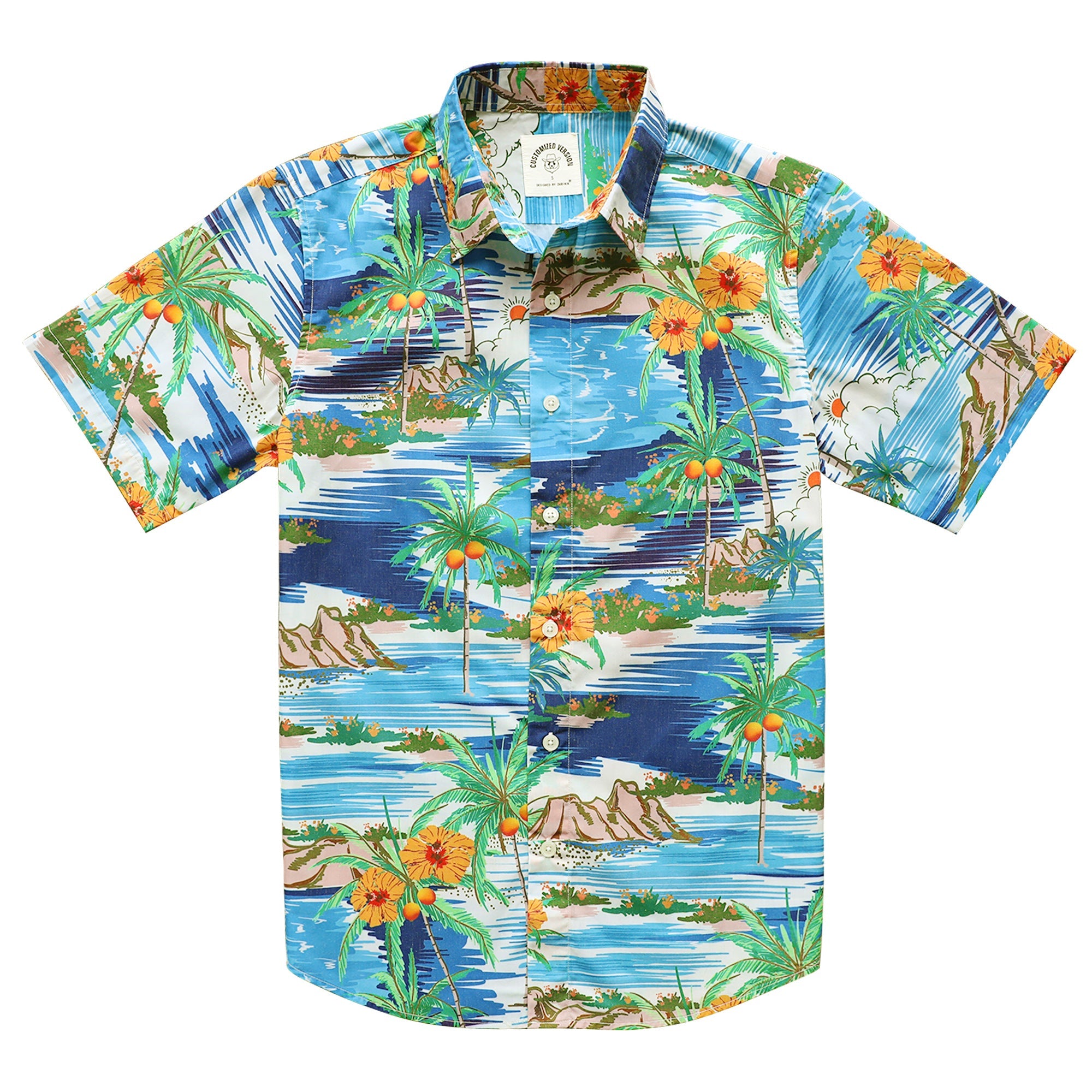 Hawaiian Shirt for Men Aloha Tropical Short Sleeve Button Down Print Beach Shirts #2602