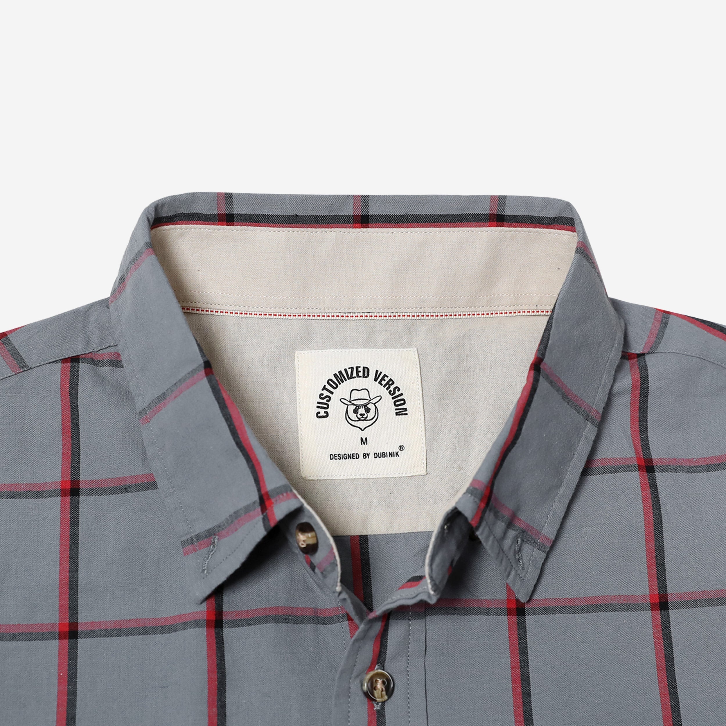 Dubinik® Short Sleeve Button Down Shirts 100% Cotton Plaid Casual Shirt with Pocket #0112