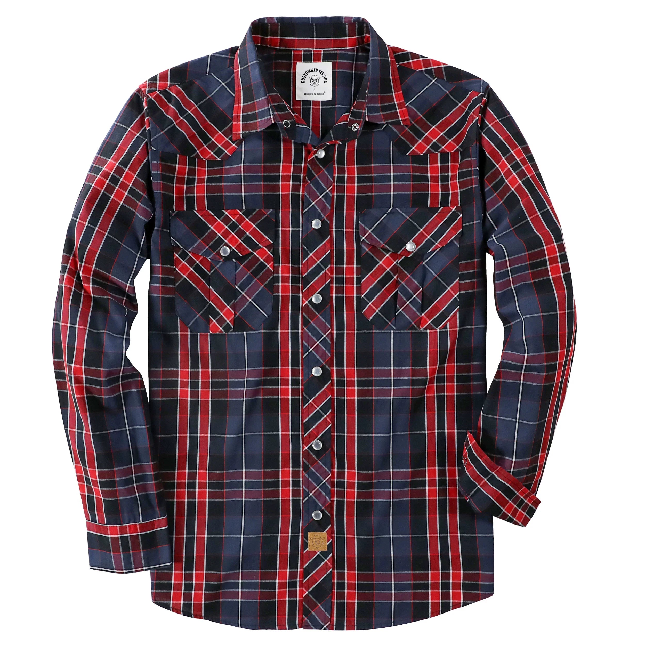 Dubinik® Pearl Snap Shirts for Men Long Sleeve Western Shirts for Men Vintage Casual Plaid Shirt Cowboy Shirts for Men#42026