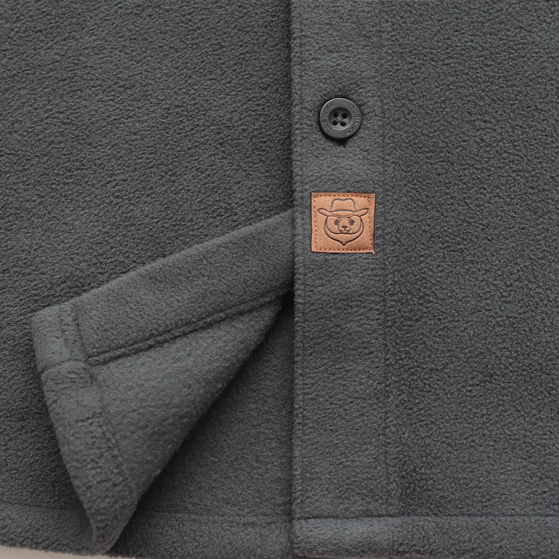 Mens Long Sleeve Dark Grey Solid Fleece Shirt Casual Button Down Light-in-weight Shirt #0244