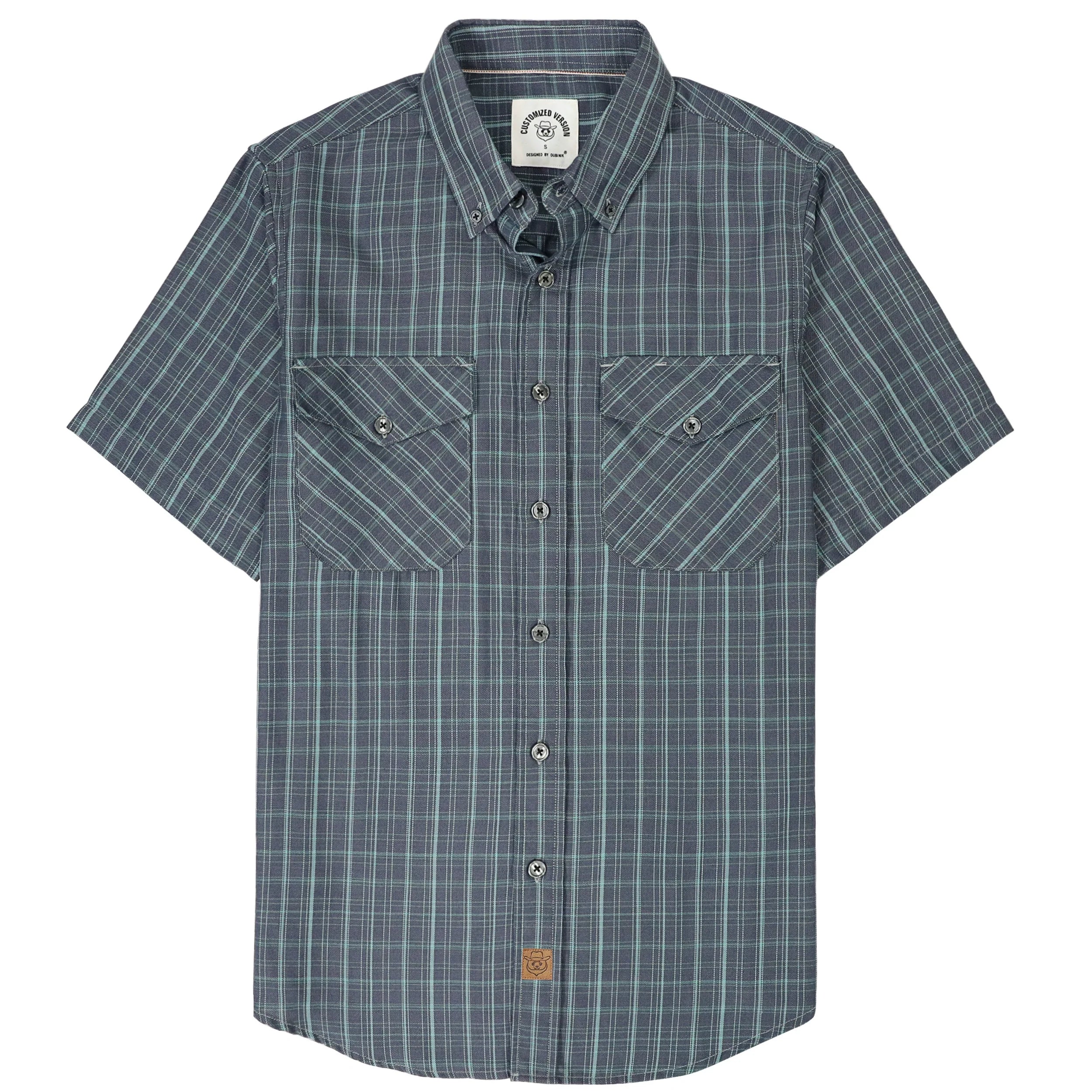 Dubinik® Bamboo Viscose Mens Short Sleeve Button Down Pockets Shirts#39015