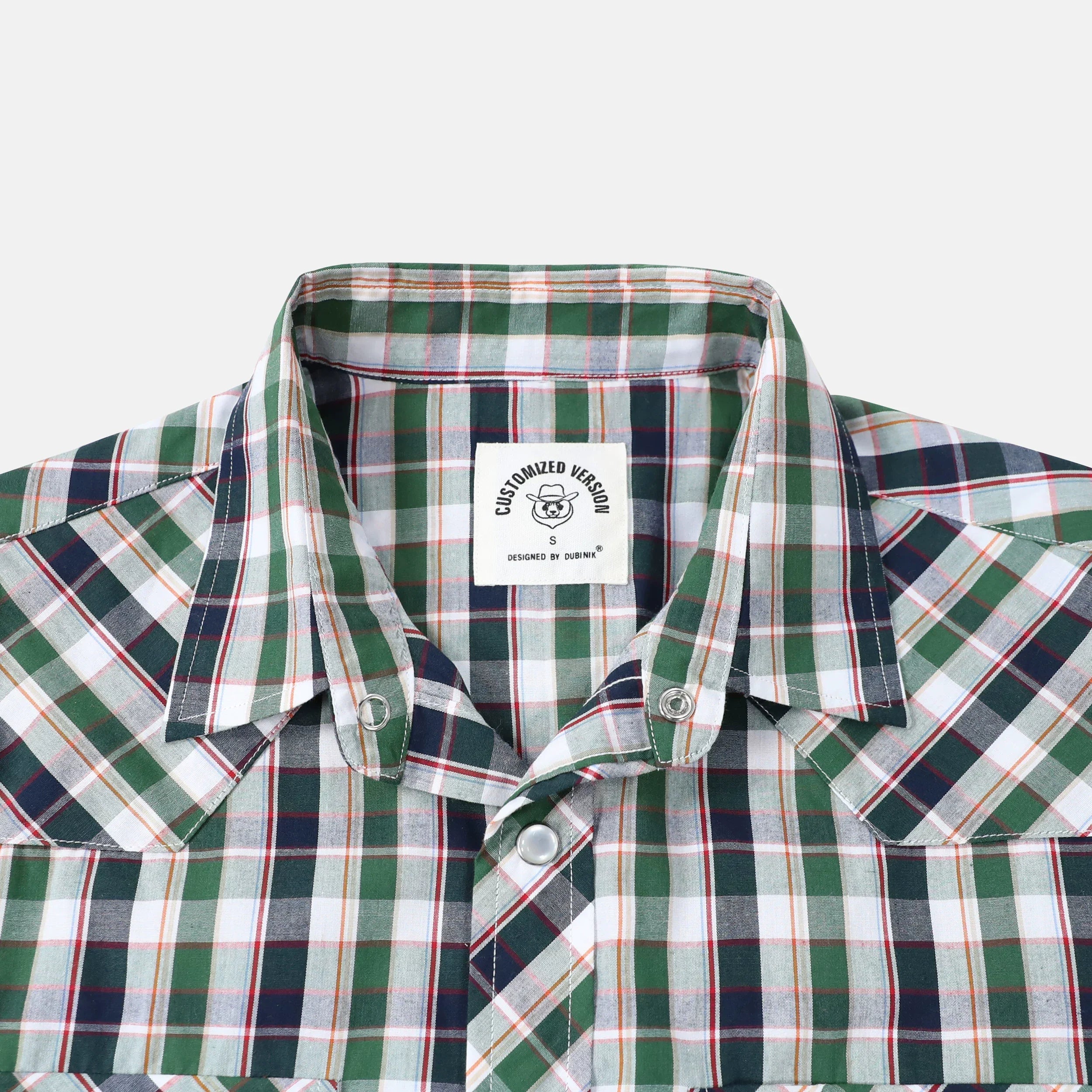 Dubinik® Western Shirts for Men Short Sleeve Plaid Pearl Snap Shirts for Men Button Up Shirt Cowboy Casual Work Shirt#41002