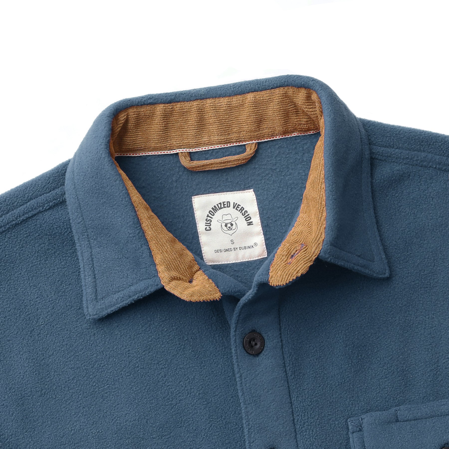 Mens Long Sleeve Navy Solid Fleece Shirt Casual Button Down Light-in-weight Shirt #0247