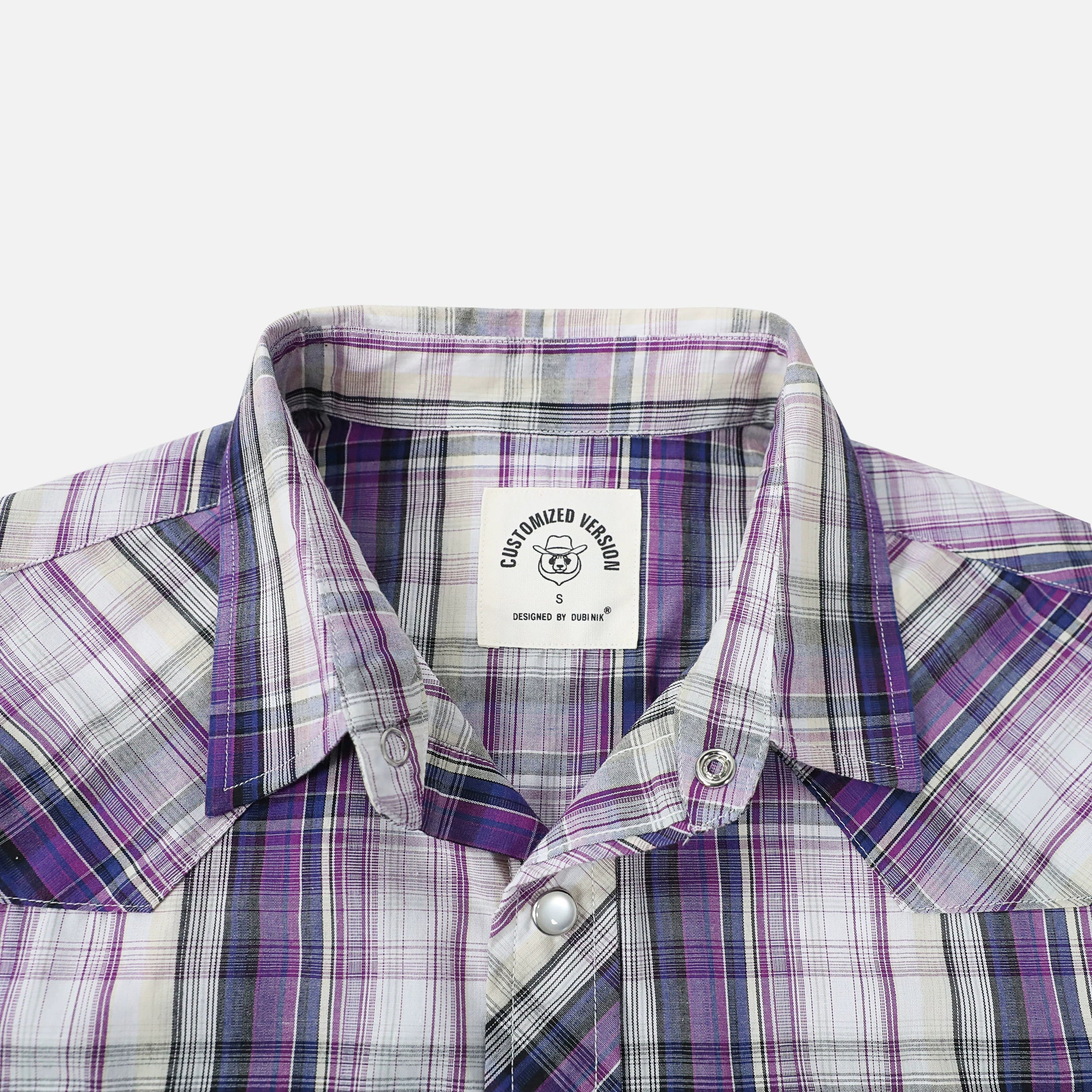 Dubinik® Western Shirts for Men Short Sleeve Plaid Pearl Snap Shirts for Men Button Up Shirt Cowboy Casual Work Shirt#41008