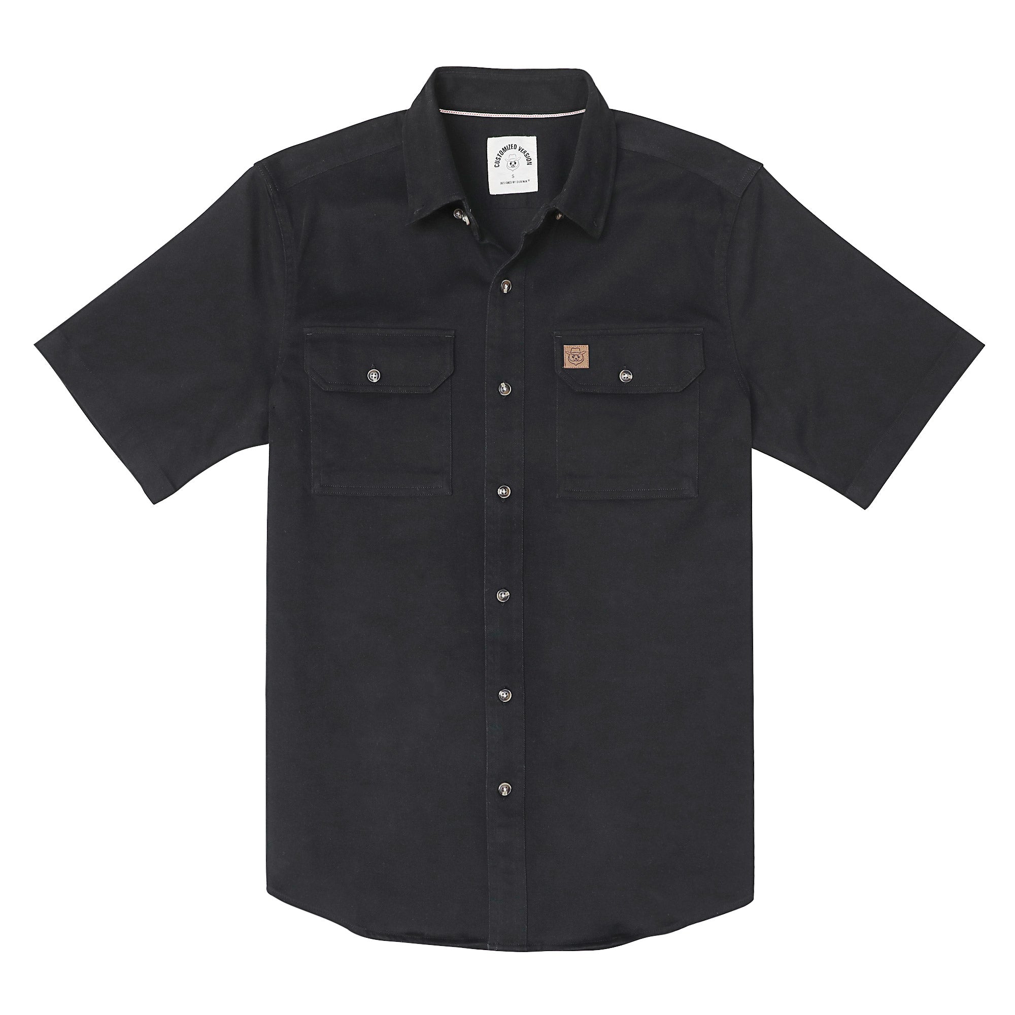 Men's outdoor casual short sleeve Black Solid shirt #1507