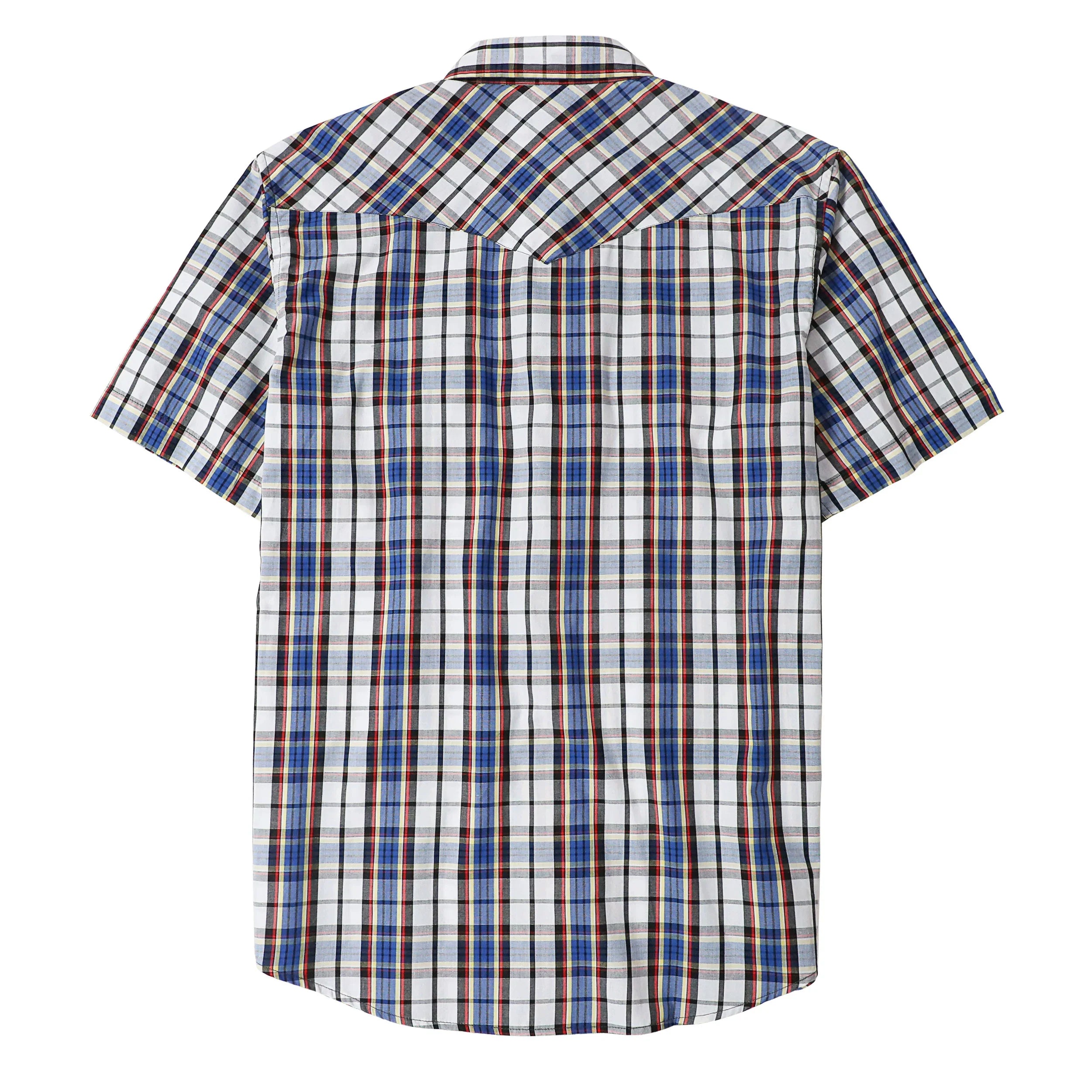 Dubinik® Western Shirts for Men Short Sleeve Plaid Pearl Snap Shirts for Men Button Up Shirt Cowboy Casual Work Shirt#41009