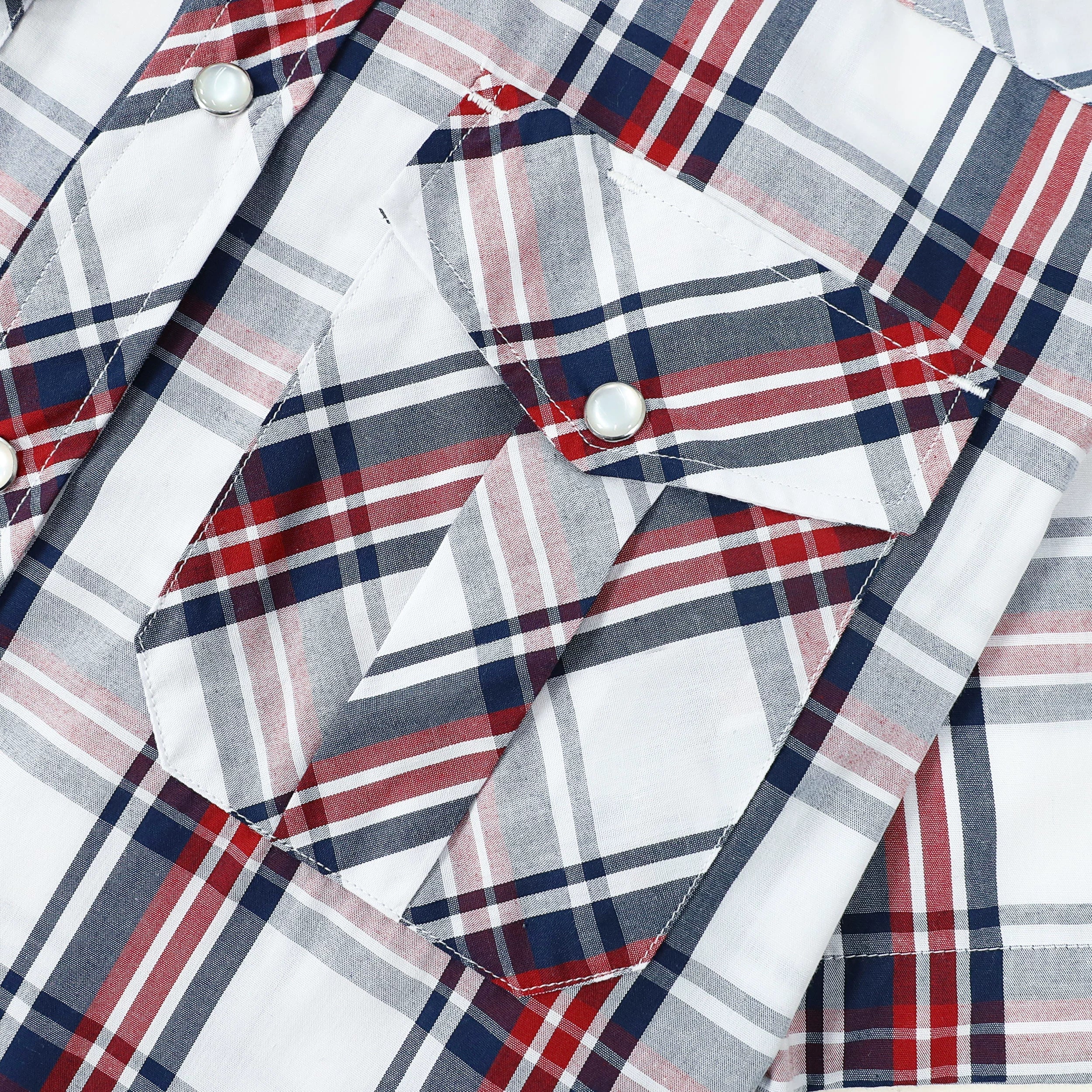 Dubinik® Western Shirts for Men Short Sleeve Plaid Pearl Snap Shirts for Men Button Up Shirt Cowboy Casual Work Shirt#41025