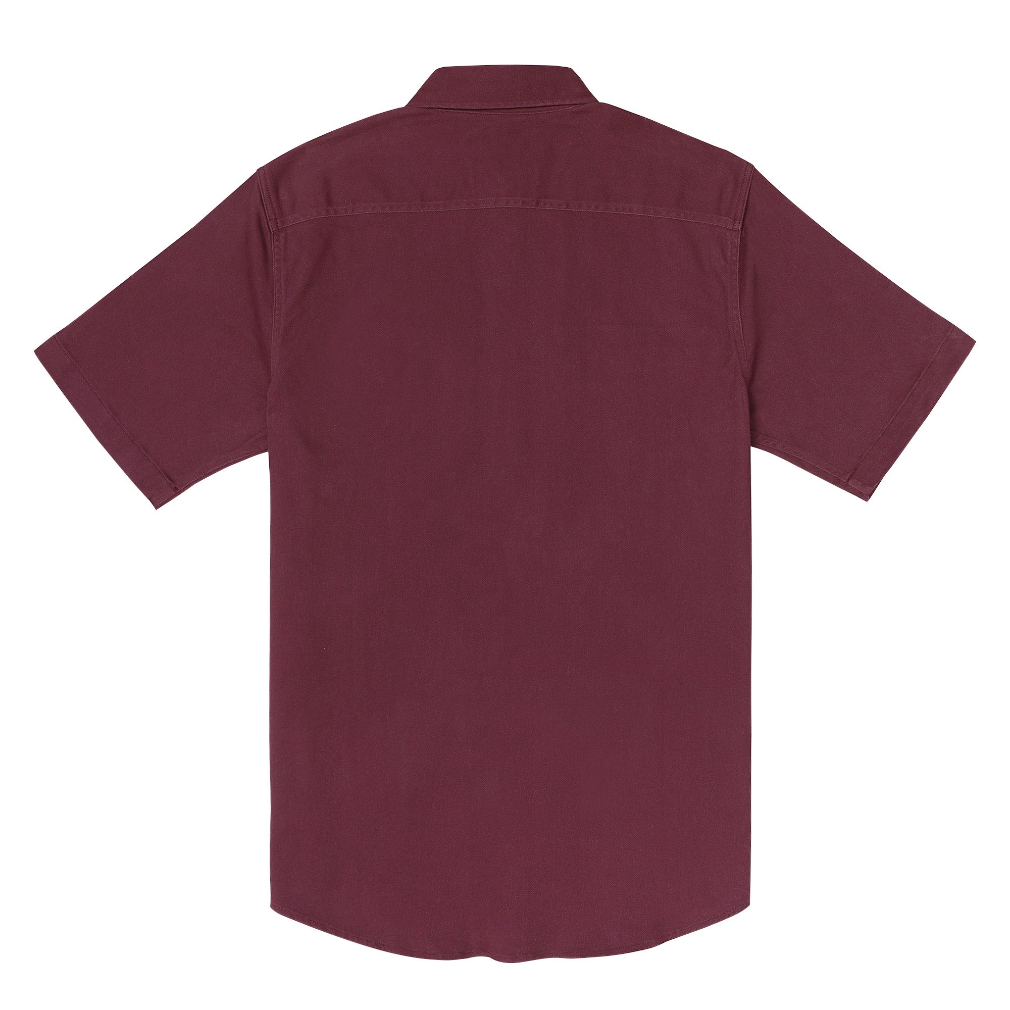 Men's outdoor casual short sleeve Burgundy Solid shirt #1510