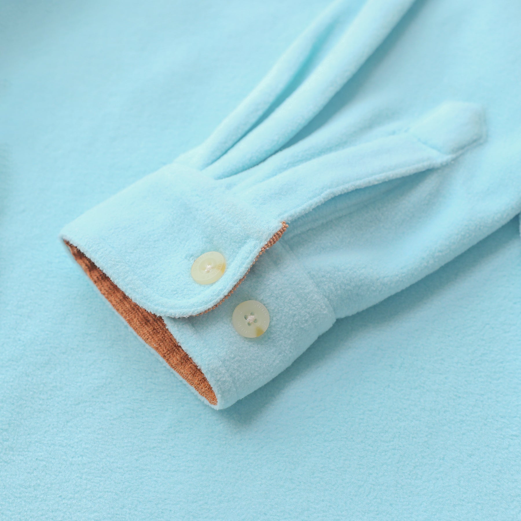 Mens Long Sleeve Sky Blue Solid Fleece Shirt Casual Button Down Light-in-weight Shirt #0243