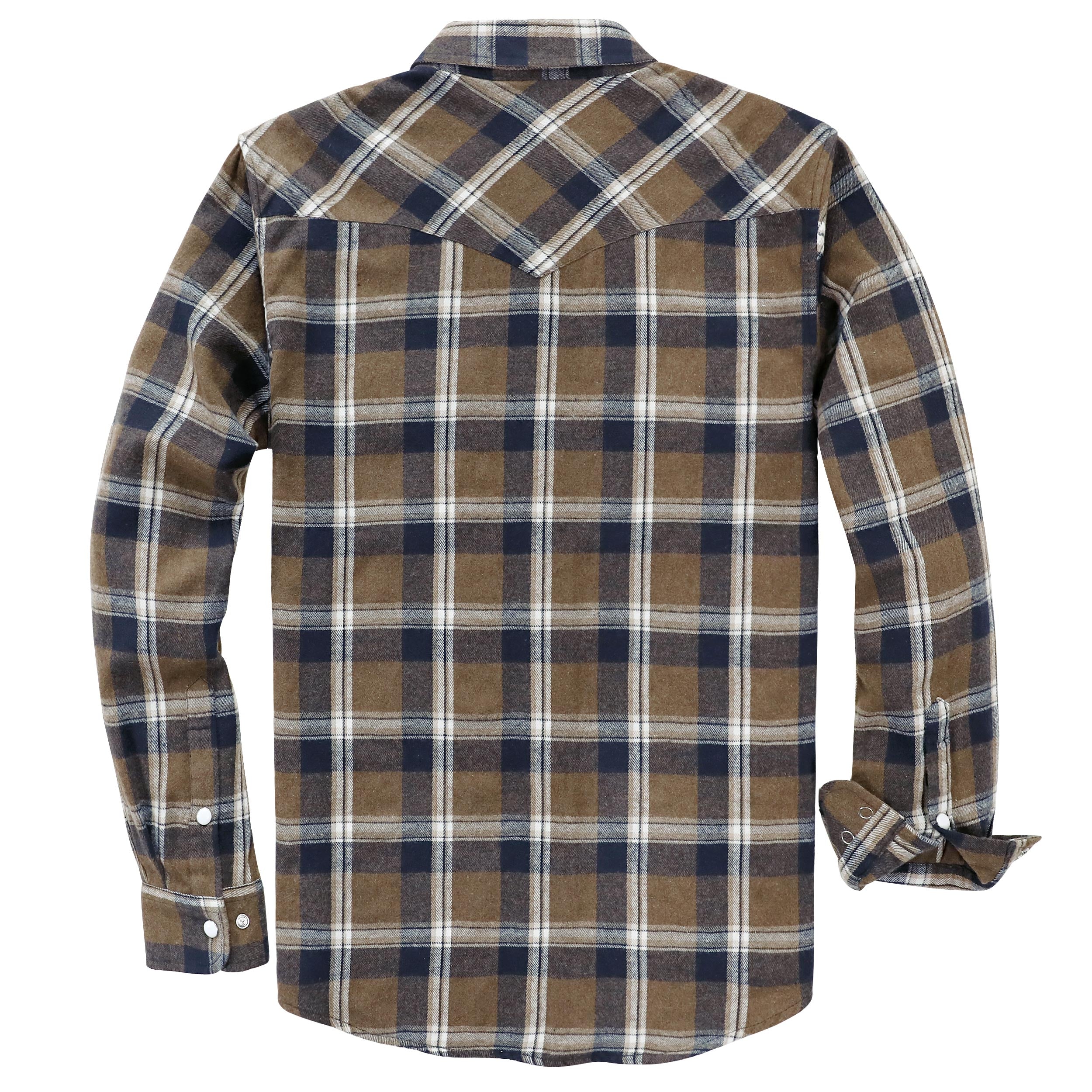Dubinik® Flannel Shirt For Men Western Cowboy Pearl Snap Shirts For Men Long Sleeve Vintage Buttons Down Plaid Shirt #28902