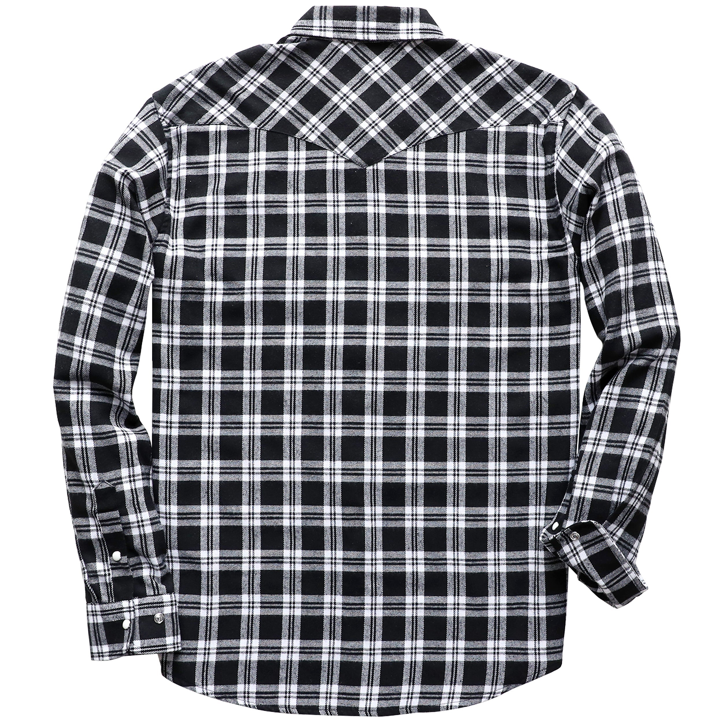 Mens Flannel Long Sleeve Pearl Snap Buttons Western Cowboy Vintage Casual Shirts #2804