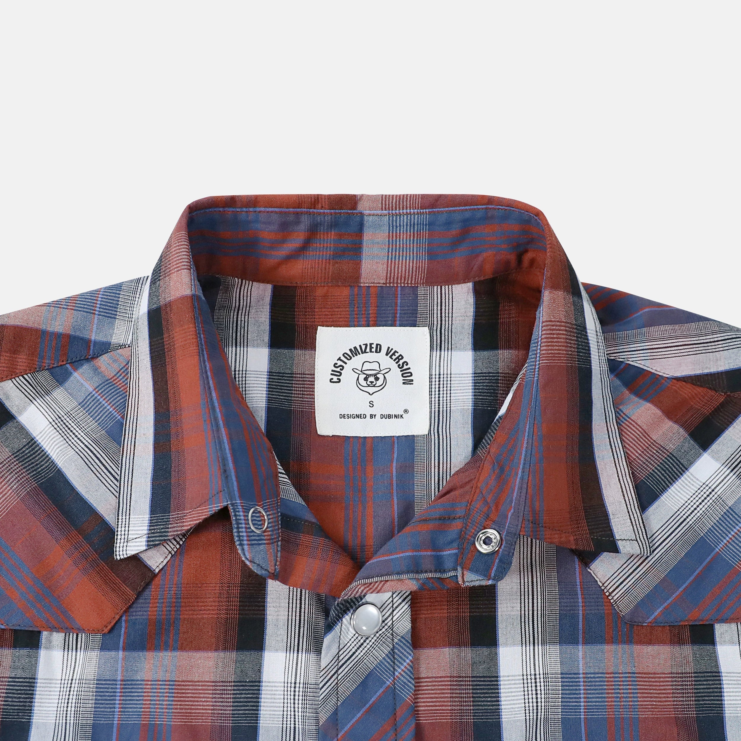 Dubinik® Western Shirts for Men Short Sleeve Plaid Pearl Snap Shirts for Men Button Up Shirt Cowboy Casual Work Shirt#41003