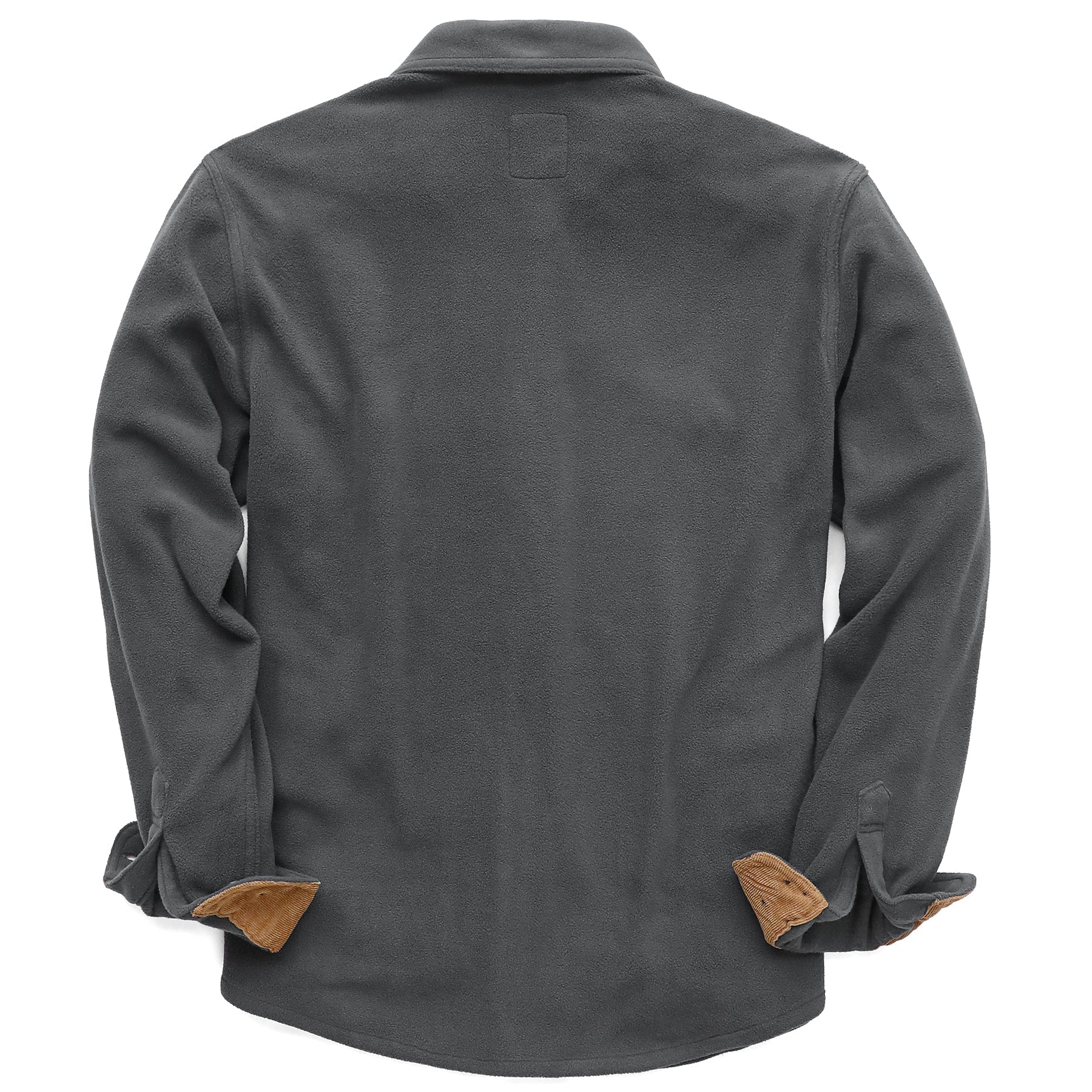 Mens Long Sleeve Dark Grey Solid Fleece Shirt Casual Button Down Light-in-weight Shirt #0244