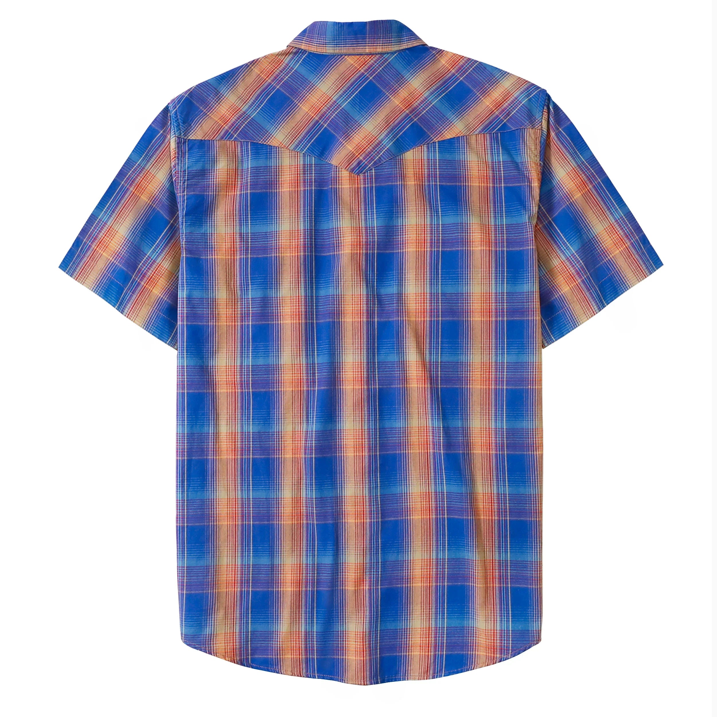 Dubinik® Western Shirts for Men Short Sleeve Plaid Pearl Snap Shirts for Men Button Up Shirt Cowboy Casual Work Shirt#41031