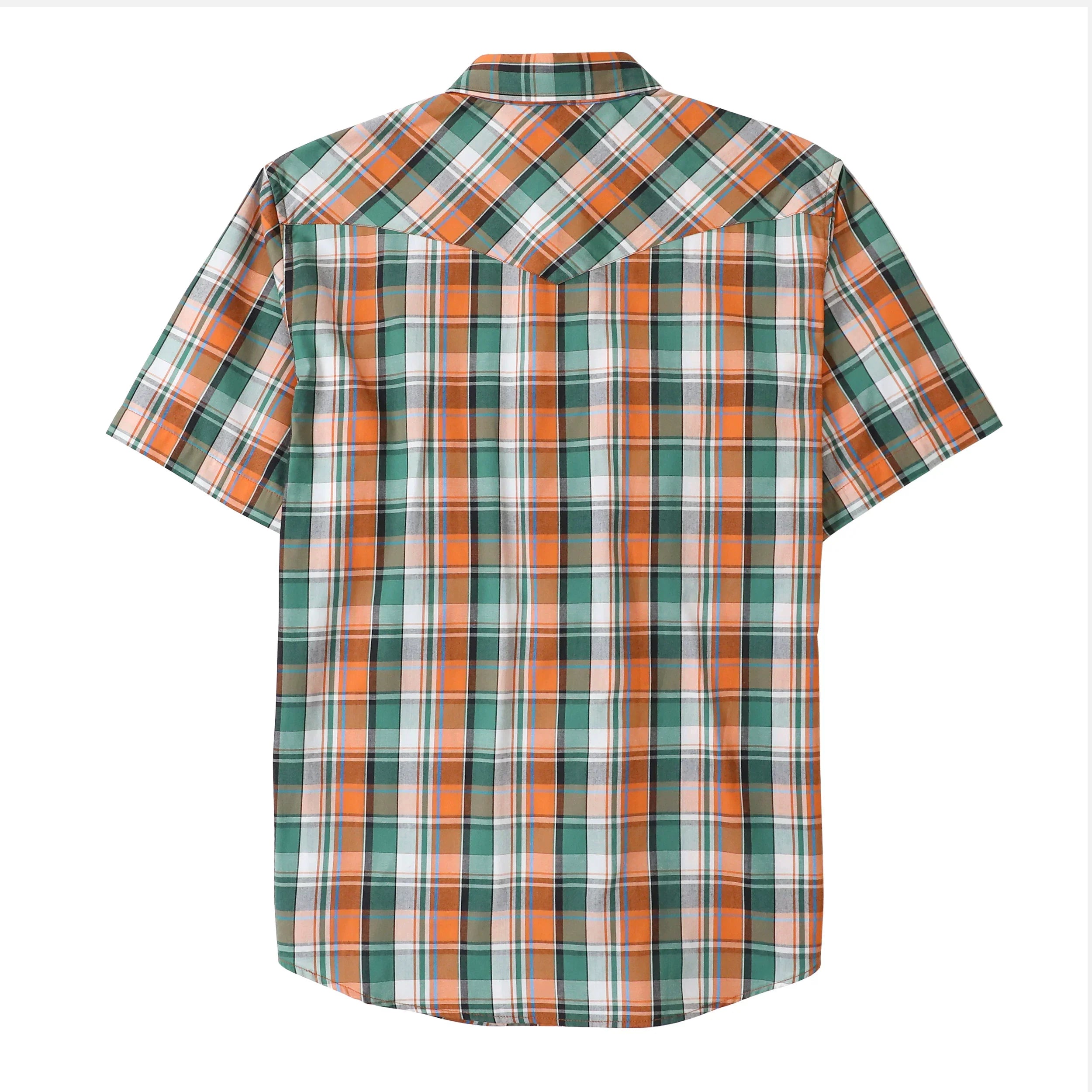 Dubinik® Western Shirts for Men Short Sleeve Plaid Pearl Snap Shirts for Men Button Up Shirt Cowboy Casual Work Shirt#41020