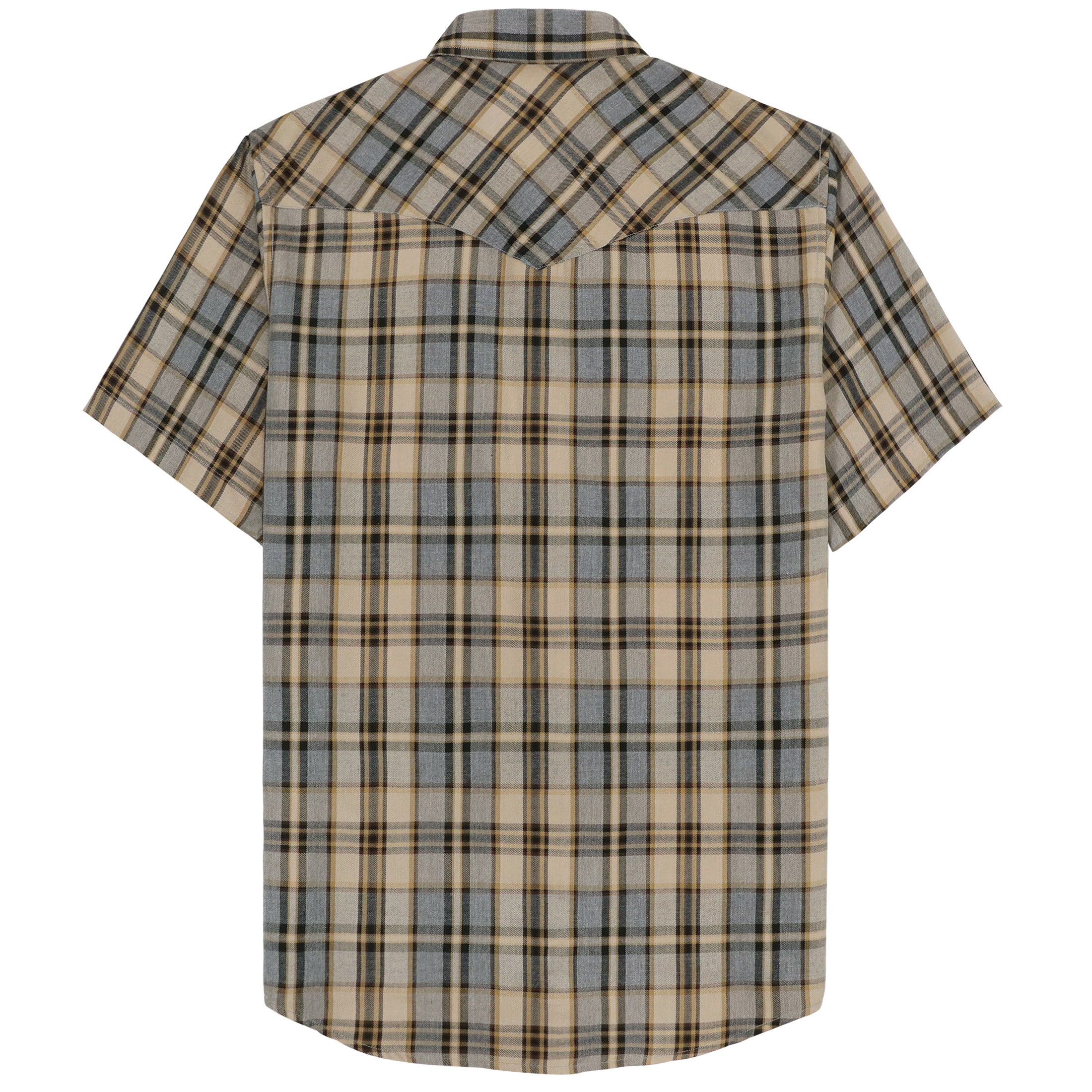 Dubinik®Bamboo Fiber Mens Shirts Short Sleeve Plaid Shirt Men Western Cowboy Pearl Snap Vintage Casual Plaid Shirt #29901