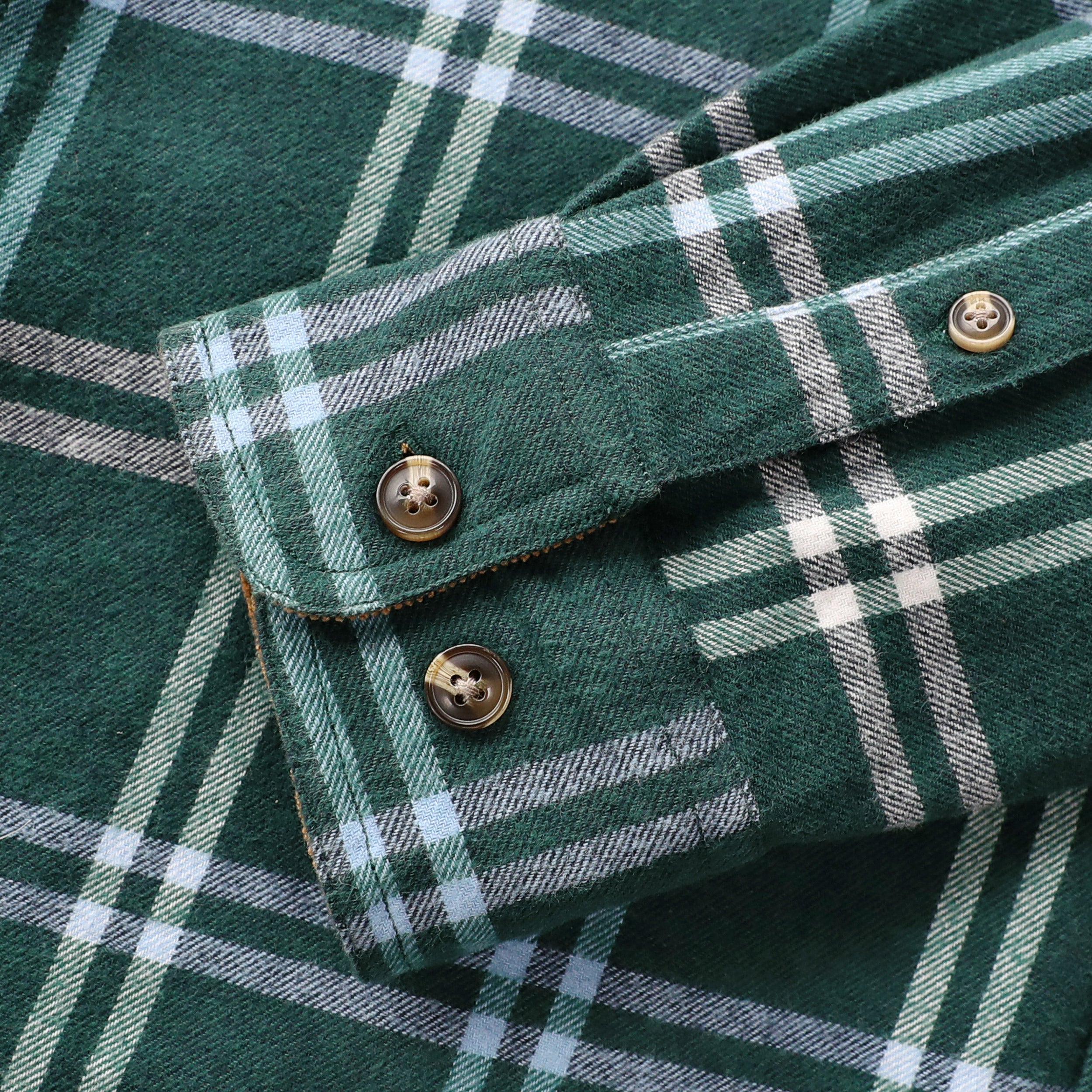 Dubinik® Mens Green Flannel Shirt Long Sleeve Button Down Plaid All Cotton Soft Brushed Flannel Shirt For Men Utility Casual Shirt #0030018