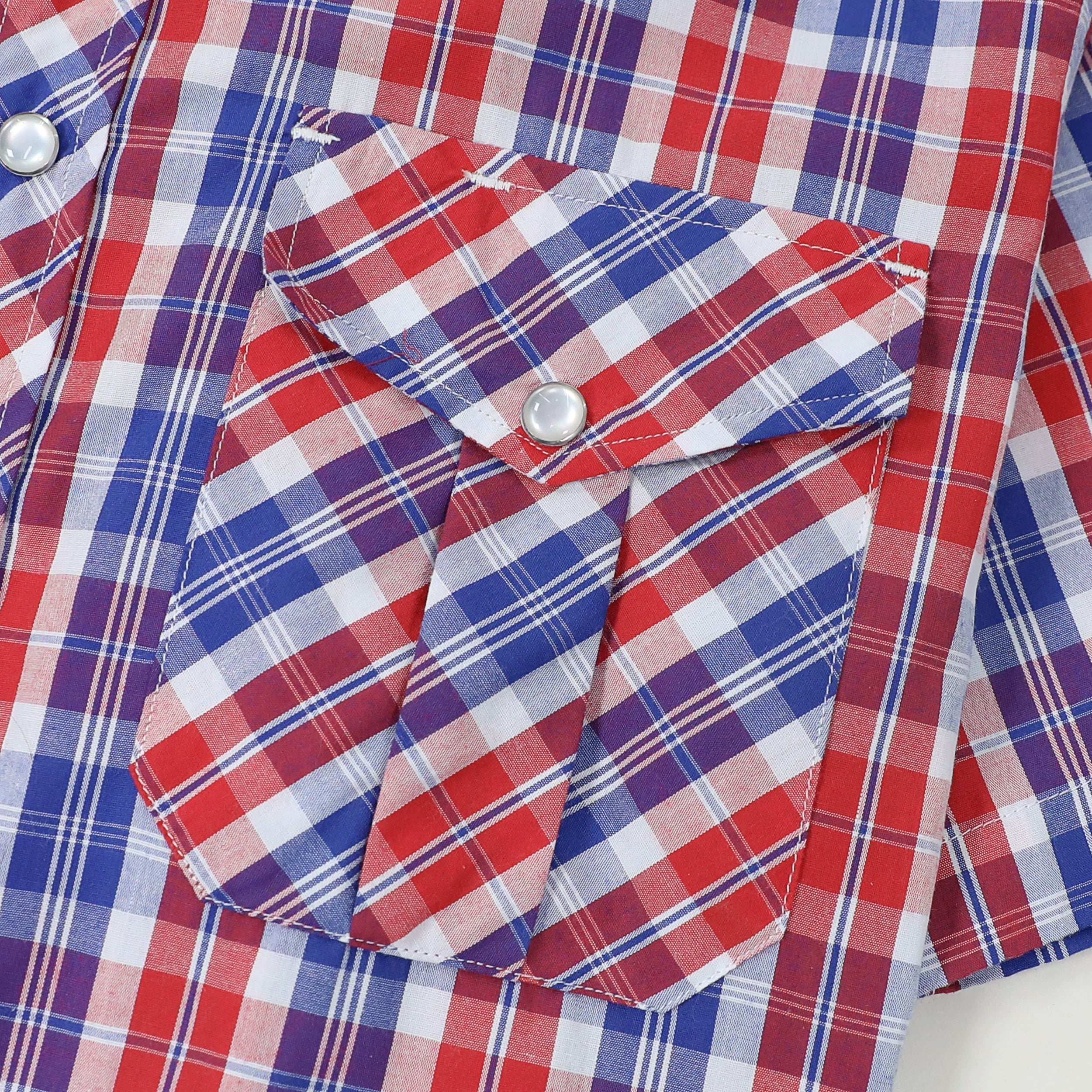 Dubinik® Western Shirts for Men Short Sleeve Plaid Pearl Snap Shirts for Men Button Up Shirt Cowboy Casual Work Shirt#41013