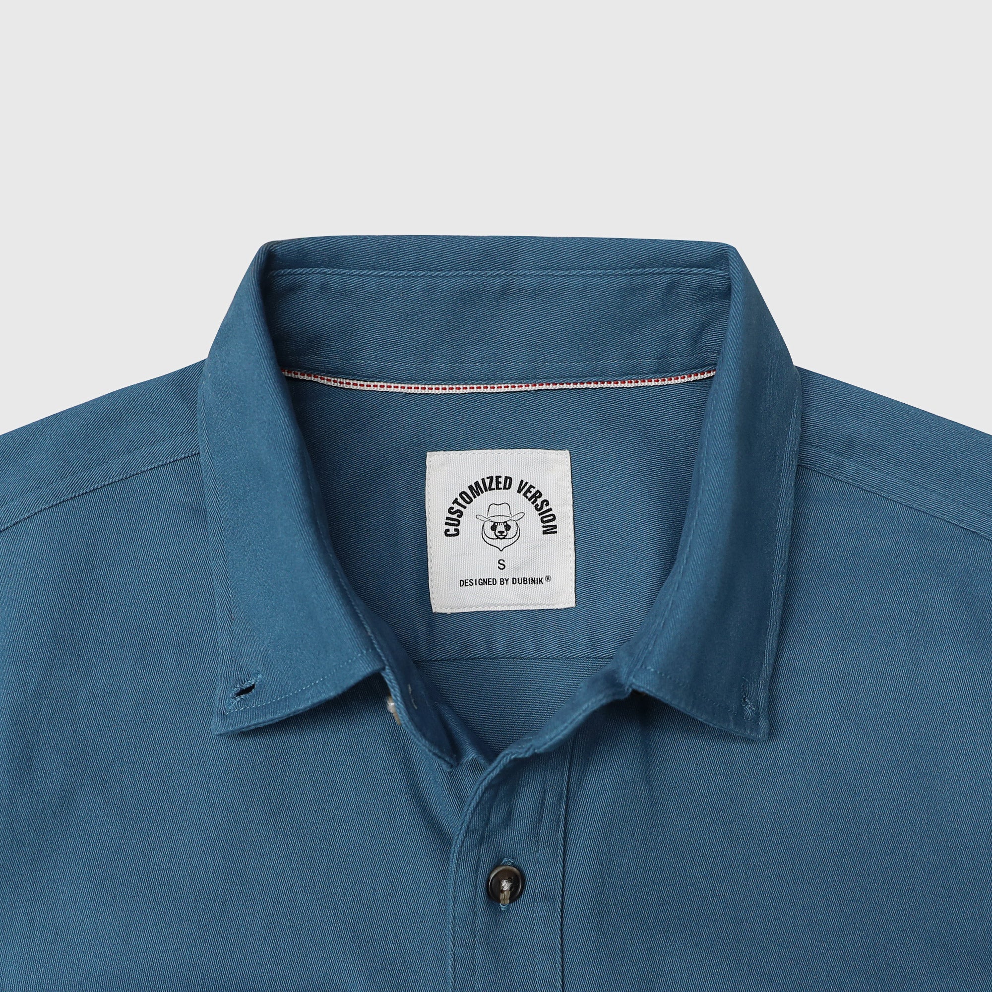 Men's Navy blue Solid 100% cotton outdoor casual workwear pocket vintage shirt #1506