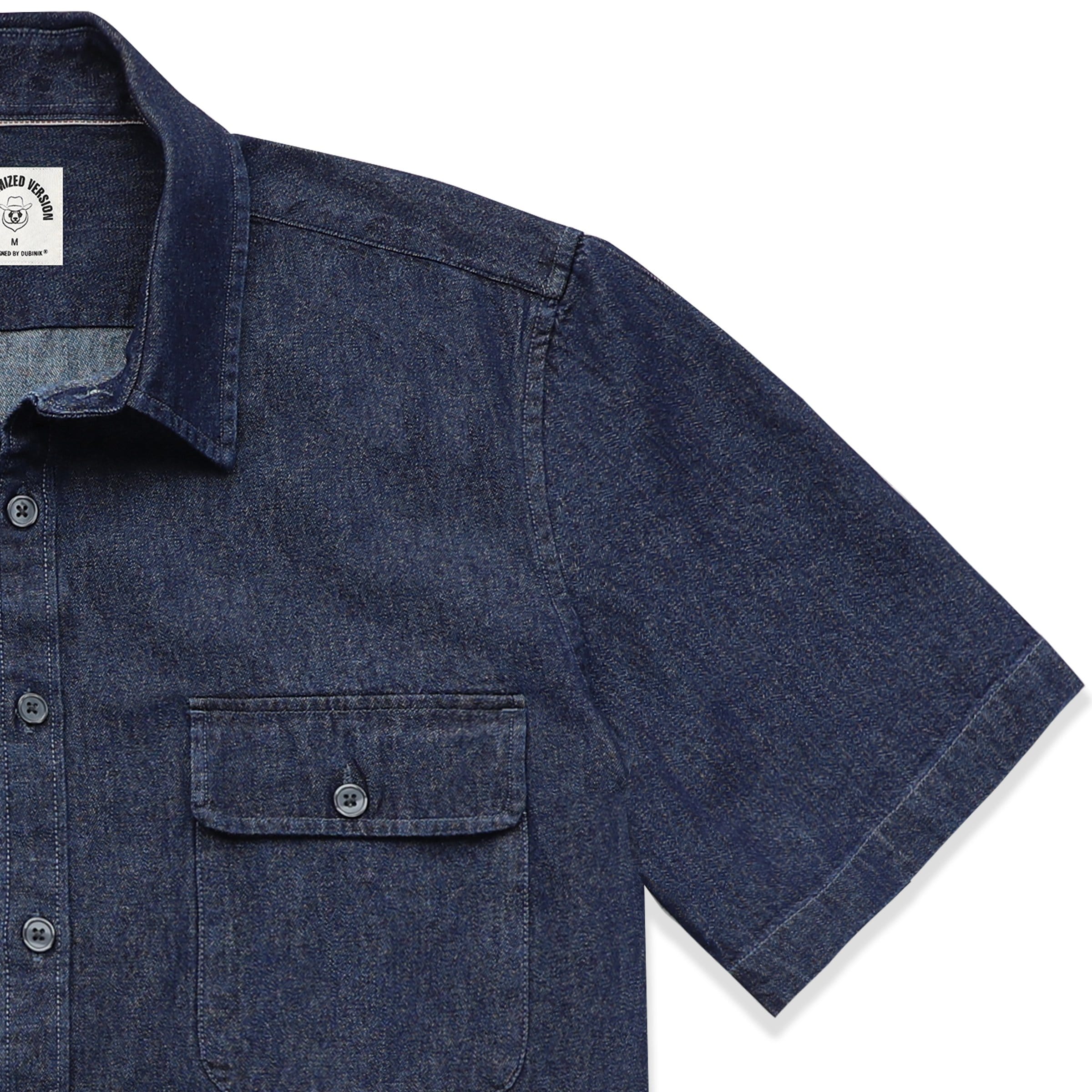 Men's cotton short-sleeved denim shirt #5500