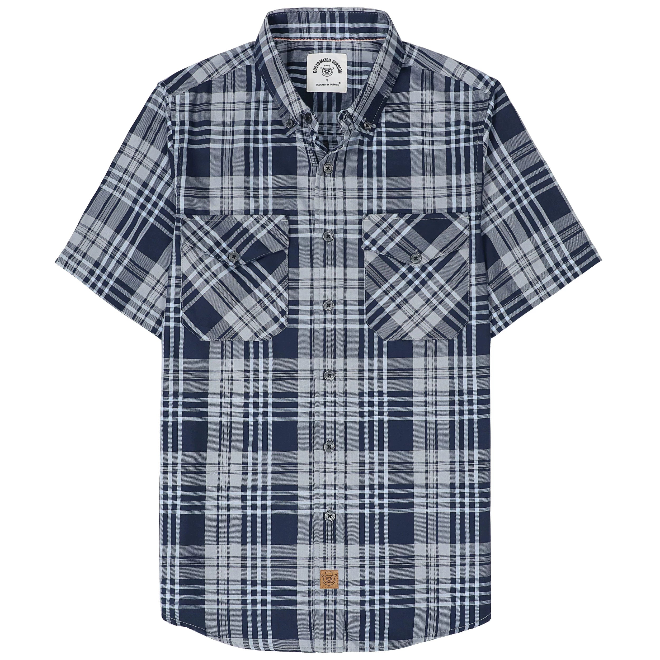 Dubinik® Bamboo Viscose Mens Short Sleeve Button Down Pockets Shirts#39502