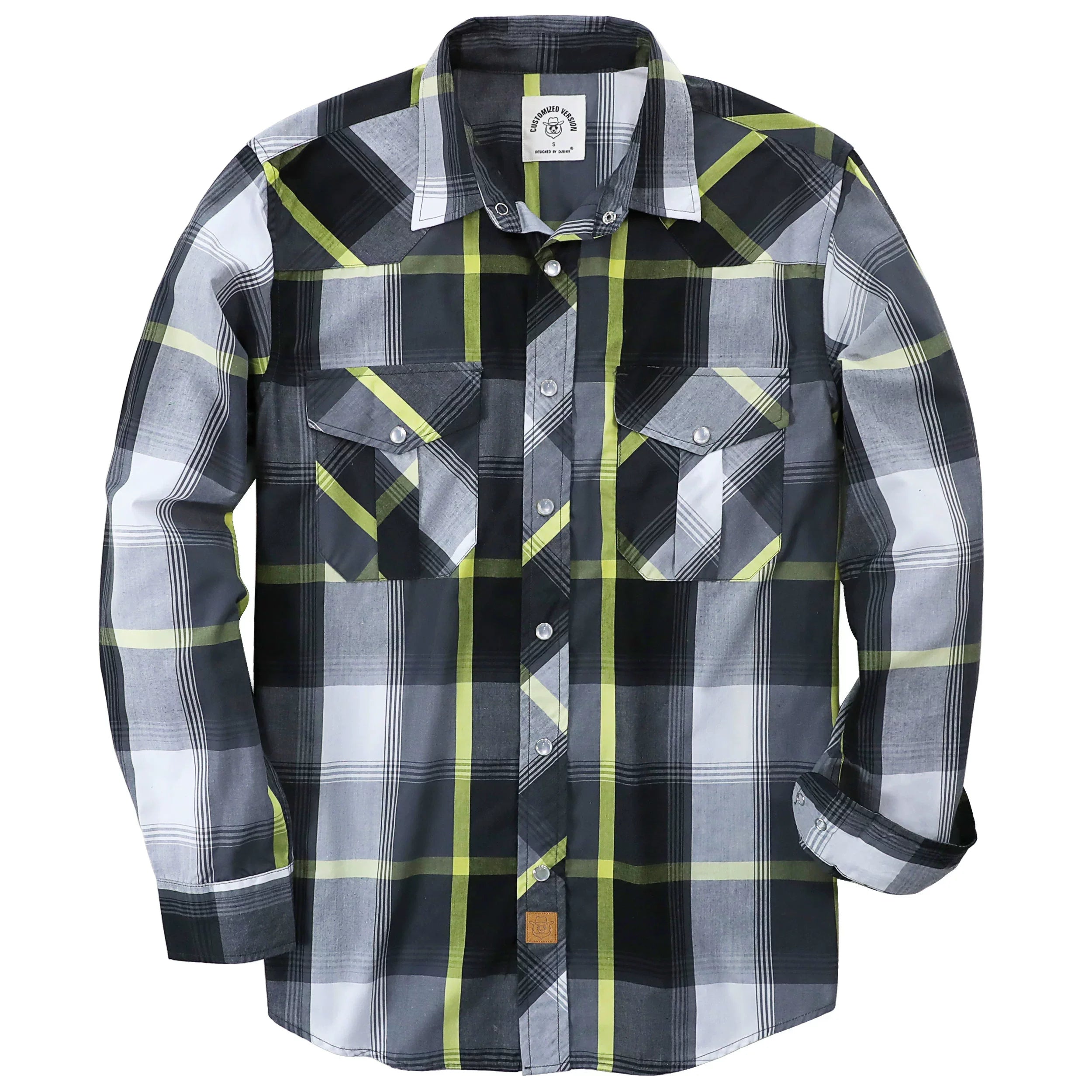 Dubinik® Pearl Snap Shirts for Men Long Sleeve Western Shirts for Men Vintage Casual Plaid Shirt Cowboy Shirts for Men#42017