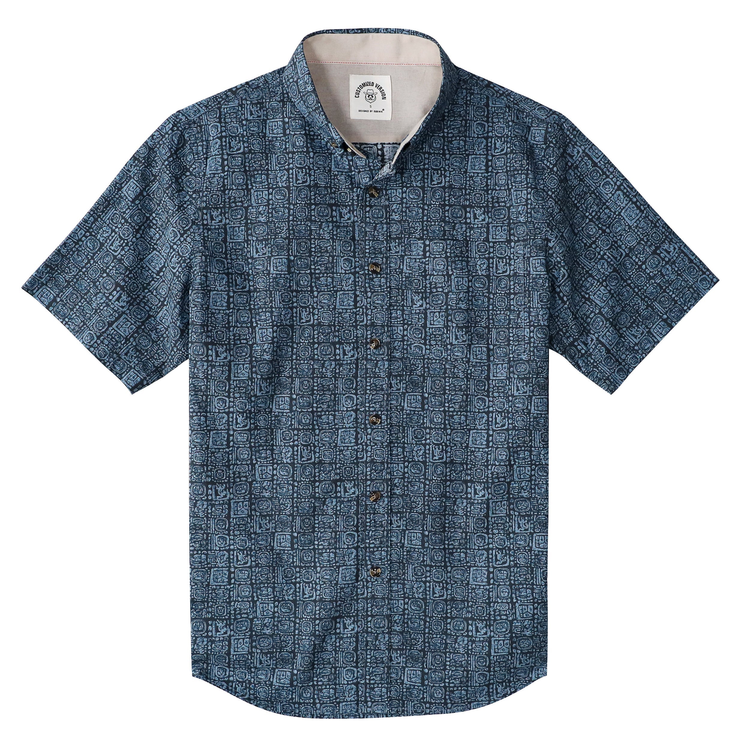 Dubinik Short Sleeve Button Down Shirts 100% Cotton Plaid Casual Shirt with Pocket #0111