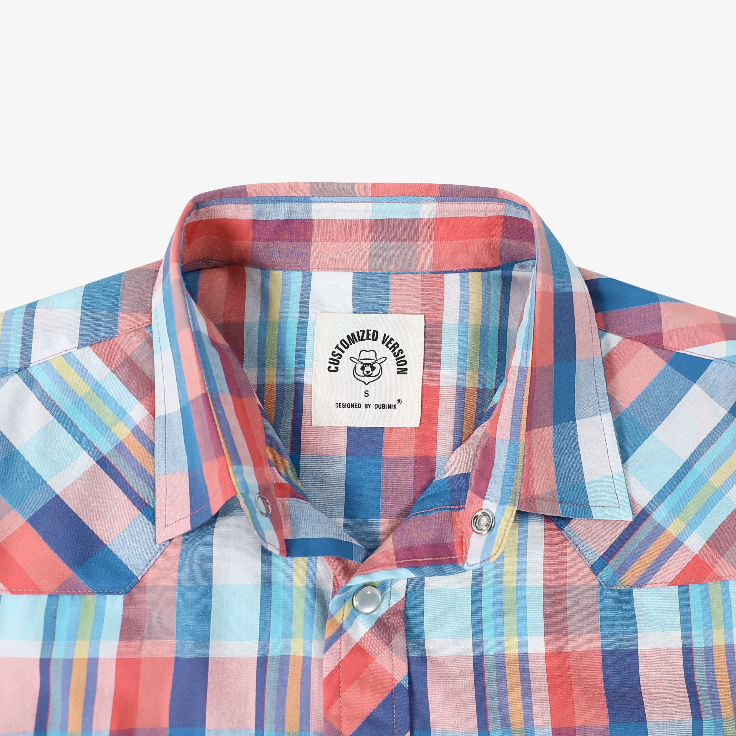 Dubinik® Western Shirts for Men Short Sleeve Plaid Pearl Snap Shirts for Men Button Up Shirt Cowboy Casual Work Shirt#41021