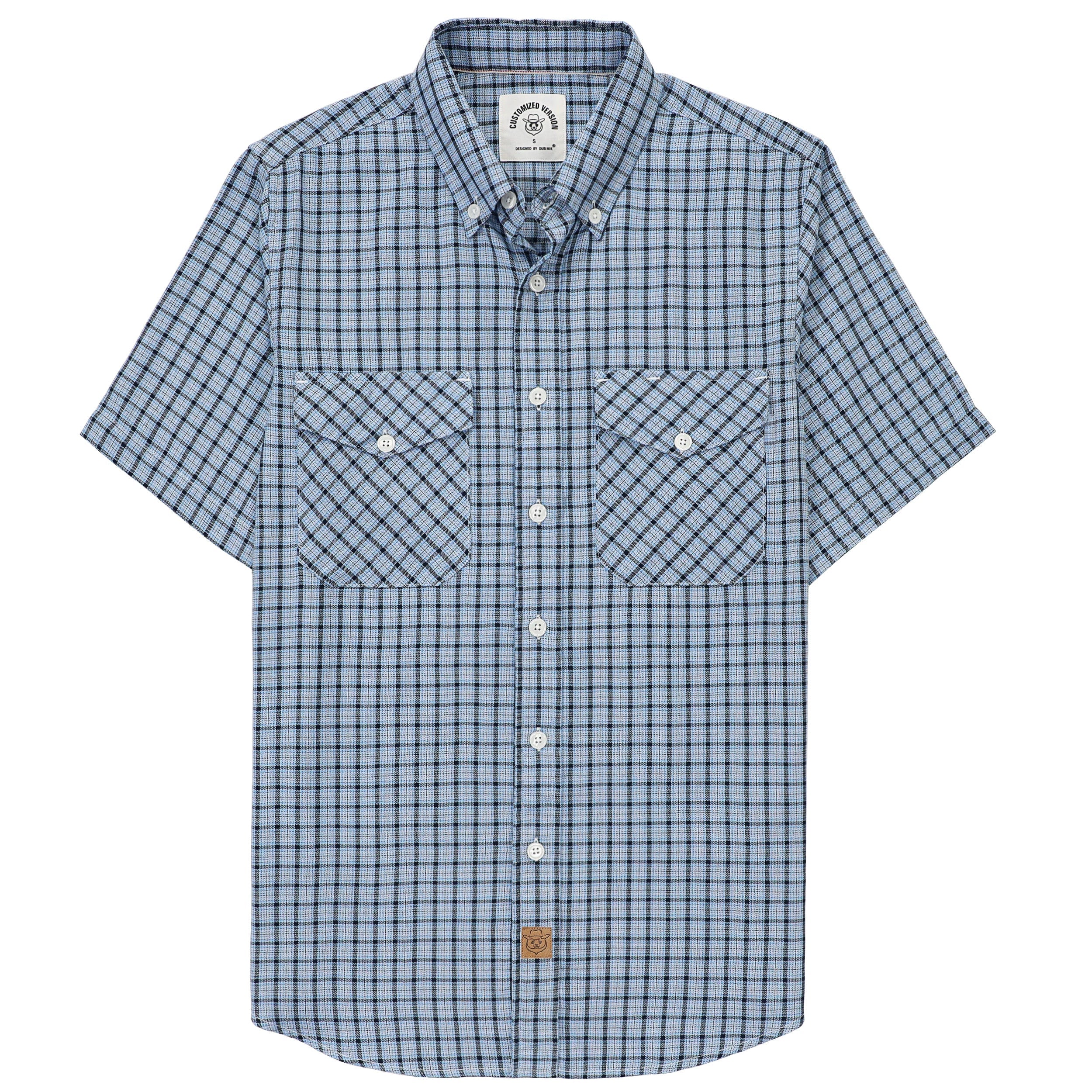 Dubinik® Bamboo Viscose Mens Short Sleeve Button Down Pockets Shirts#39010