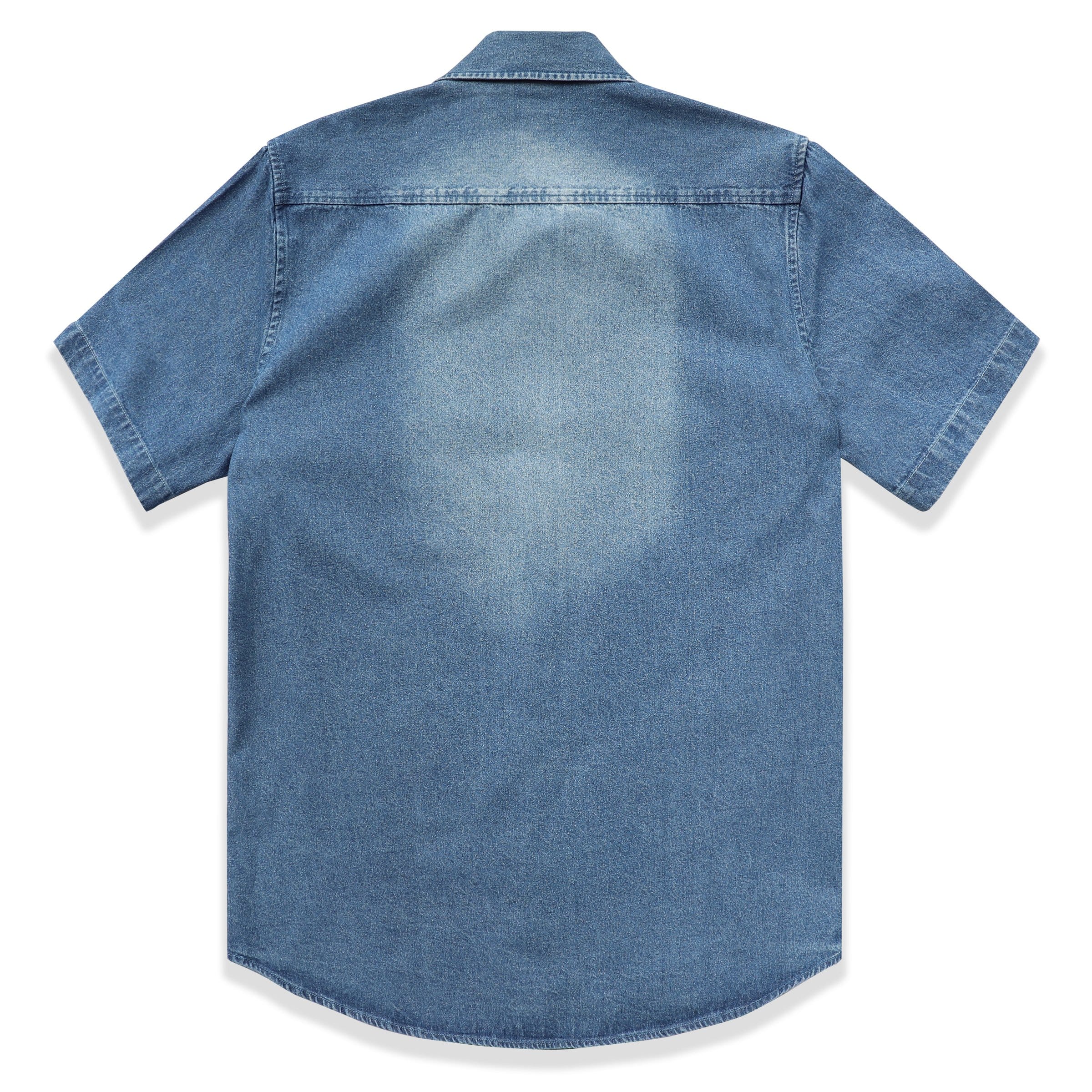 Men's cotton short-sleeved denim shirt #5502