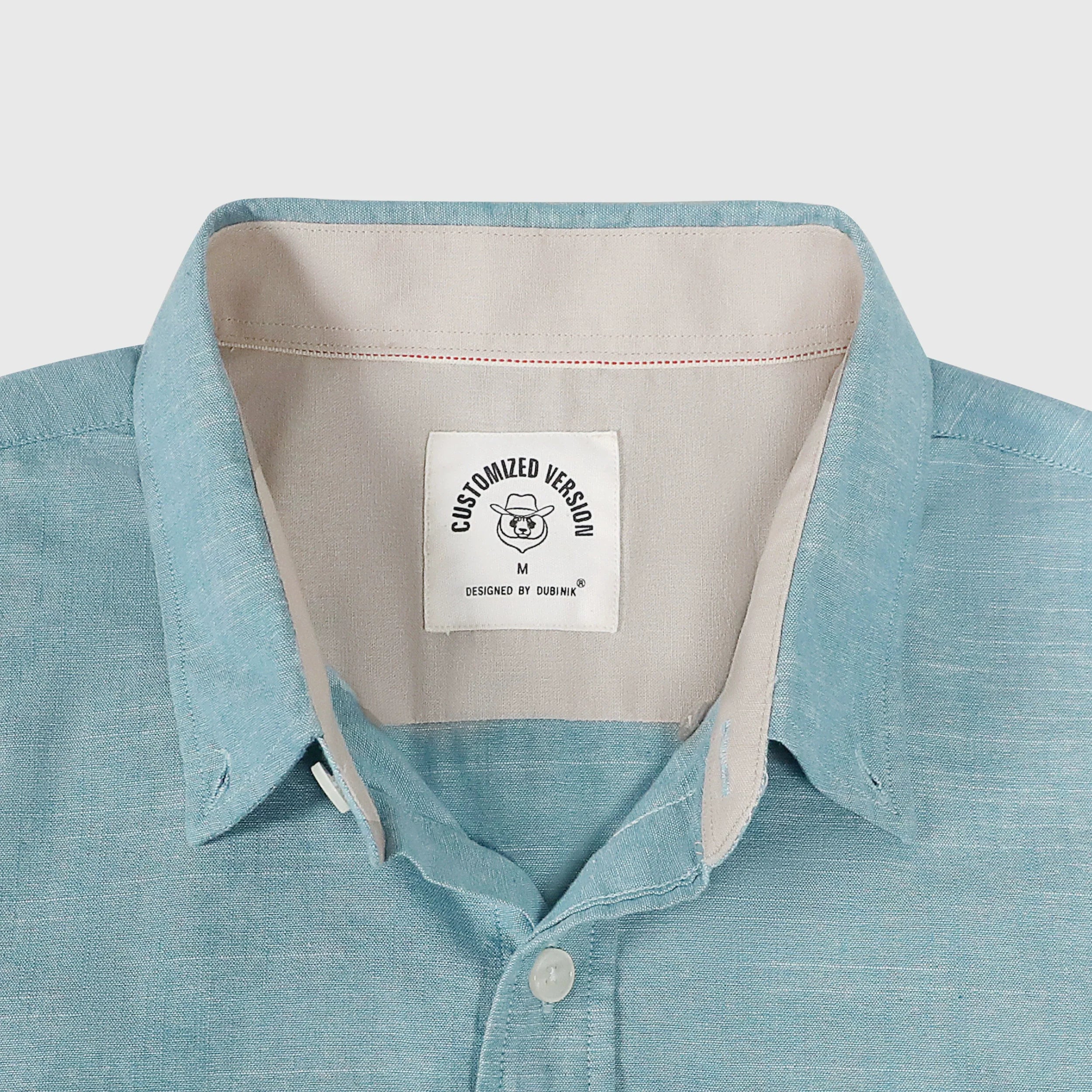 Dubinik® Sky Blue Solid Mens Short Sleeve Button Down Shirts 100% Cotton Plaid Men's Casual Button-Down Shirts with Pocket#01055