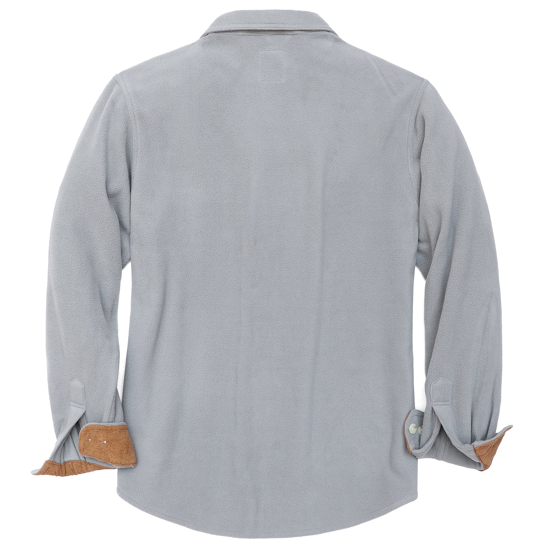 Mens Long Sleeve Light Grey Solid Fleece Shirt Casual Button Down Light-in-weight Shirt #1805