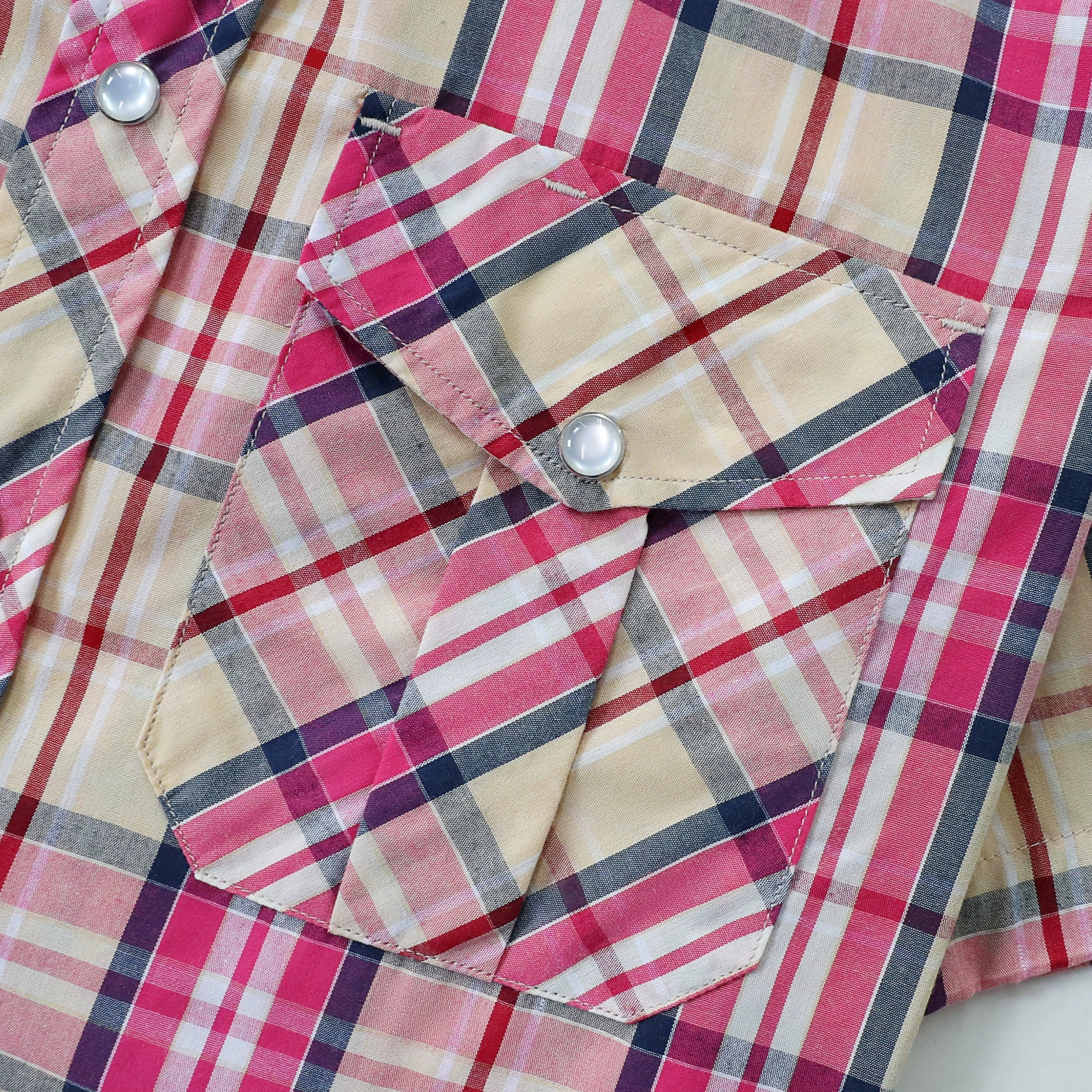 Dubinik® Western Shirts for Men Short Sleeve Plaid Pearl Snap Shirts for Men Button Up Shirt Cowboy Casual Work Shirt#41023